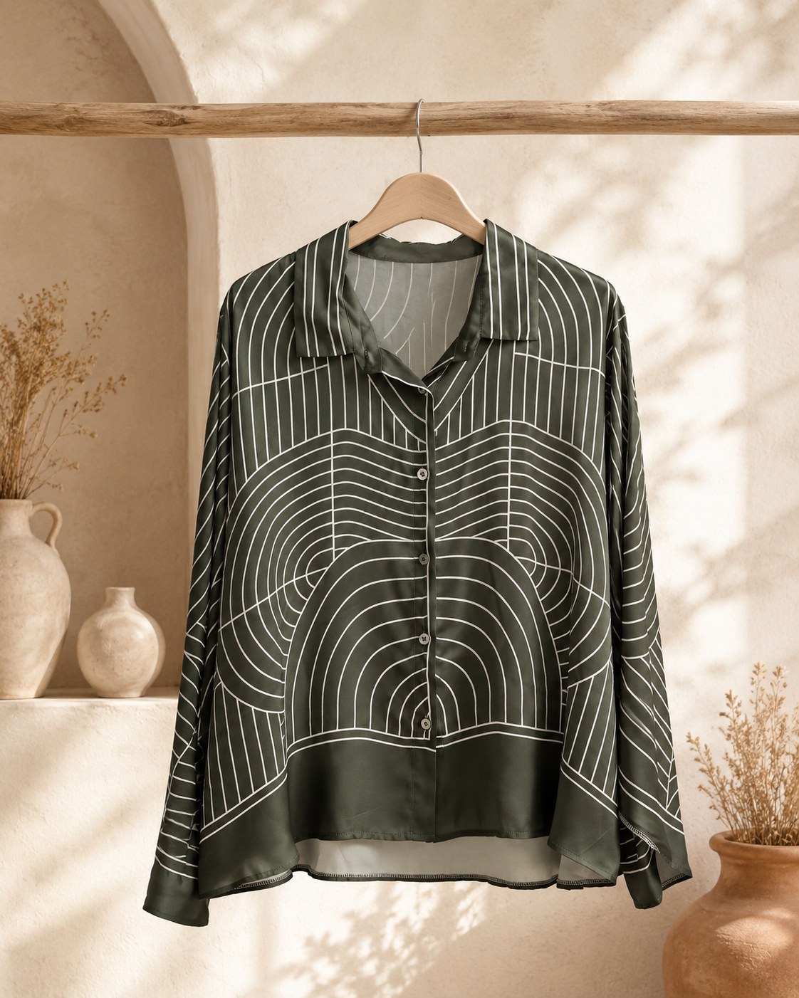 Bluse Seidenoptik Amaltea – Ornament-Print Made in Italy 34-44