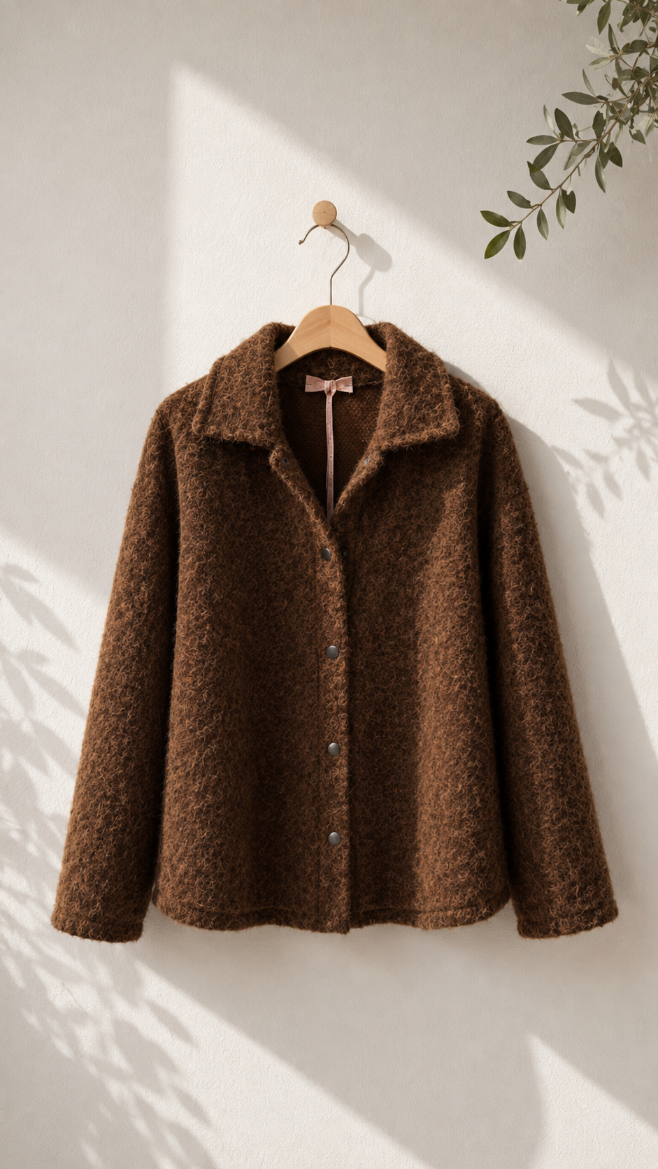 Hemdjacke No. JA014 | Flauschige Wolloptik | Made in Italy | Gr. 34–42