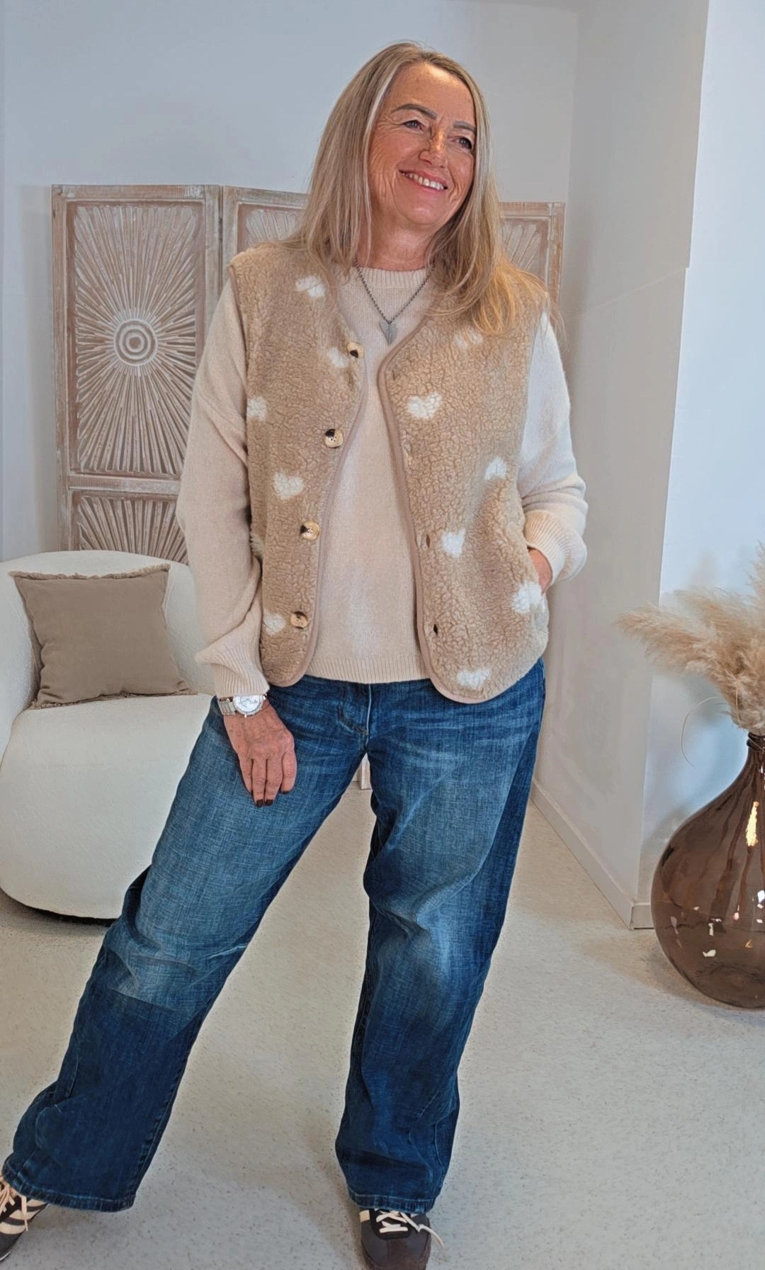 TRENDIGE TEDDY WESTE CLAUDIA SMALL HEART Made in Italy 34-42