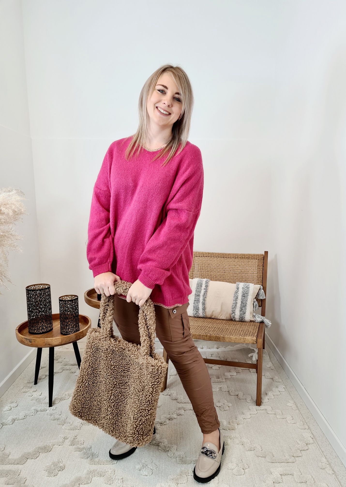 LIGHT KNIT SWEATER RENO PINK Strickpullover Pullover Langarm Longsleeve 34-42 Oversize Made in Italy LIGHT KNIT SWEATER RENO PINK Strickpullover Pullover Langarm Longsleeve 34-42 Oversize Made in Italy