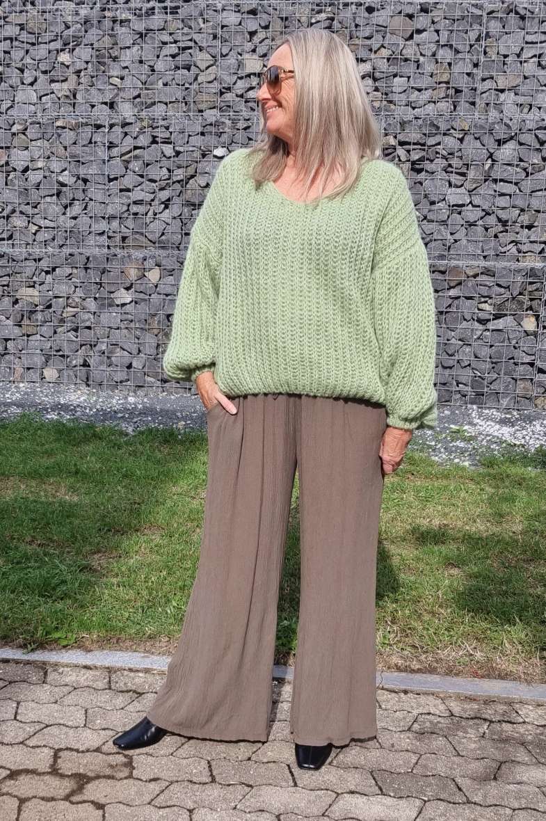 EDLE HOSE INESSA TAUPE Viskose Hose Made in Italy Palazzohose PANT Musselin Art 34-40 EDLE HOSE INESSA TAUPE Viskose Hose Made in Italy Palazzohose PANT Musselin Art 34-40