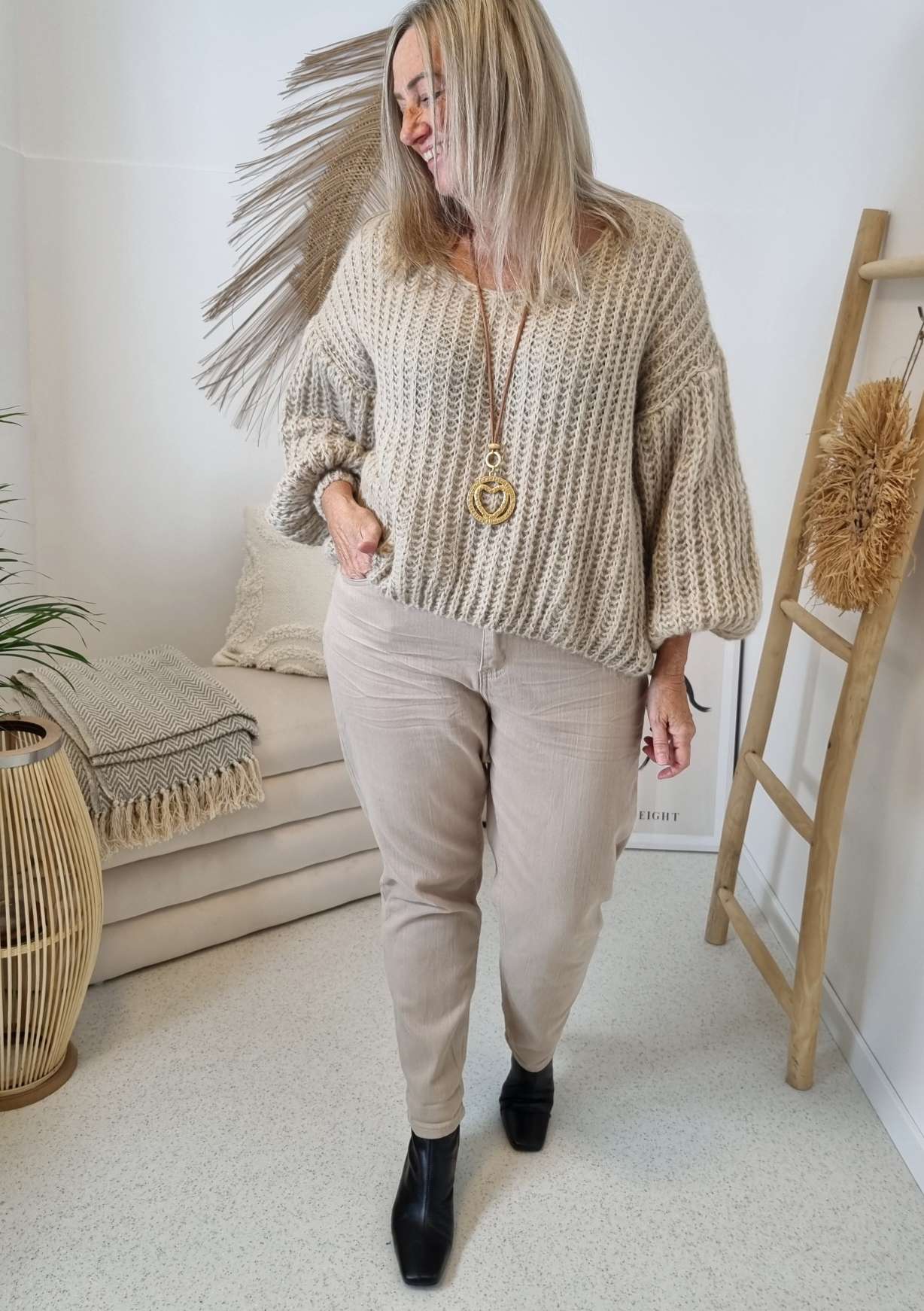 MOM JEANS EMILY BEIGE - VARIANTENARTIKEL Denim Baggy Stretch Hose MOM JEANS EMILY BEIGE - VARIANTENARTIKEL Denim Baggy Stretch Hose