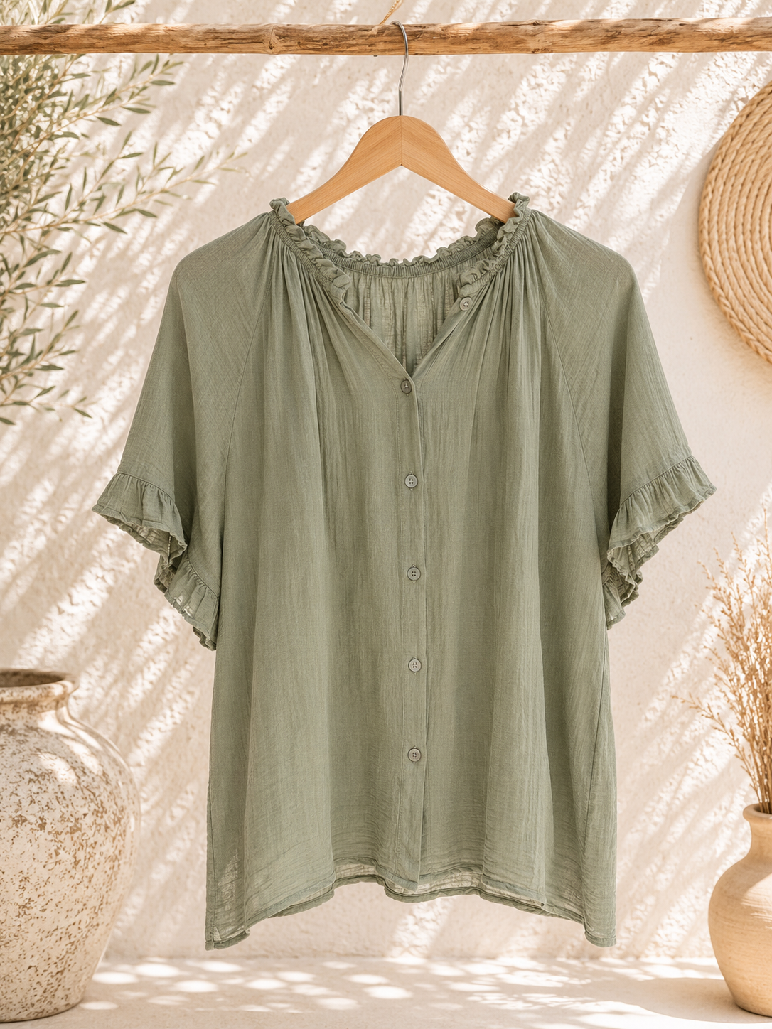 Bluse Posina Uni Baumwolle Made in Italy 34-40/42 Sommerschnapper – vom Umtausch ausgeschlossen