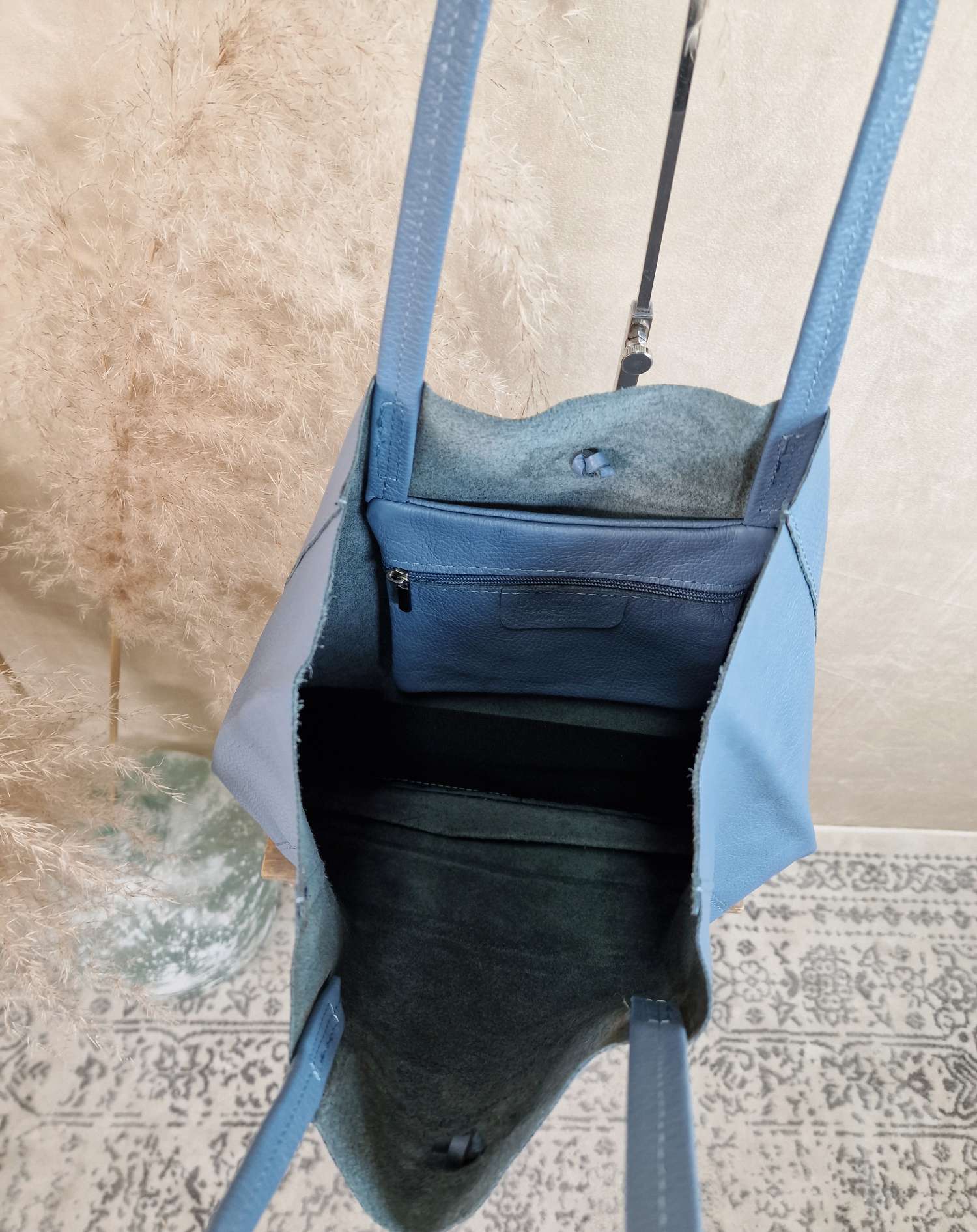 BASIC LEDER SHOPPER MARA JEANSBLAU Made in Italy Ledertasche Tasche BASIC LEDER SHOPPER MARA JEANSBLAU Made in Italy Ledertasche Tasche