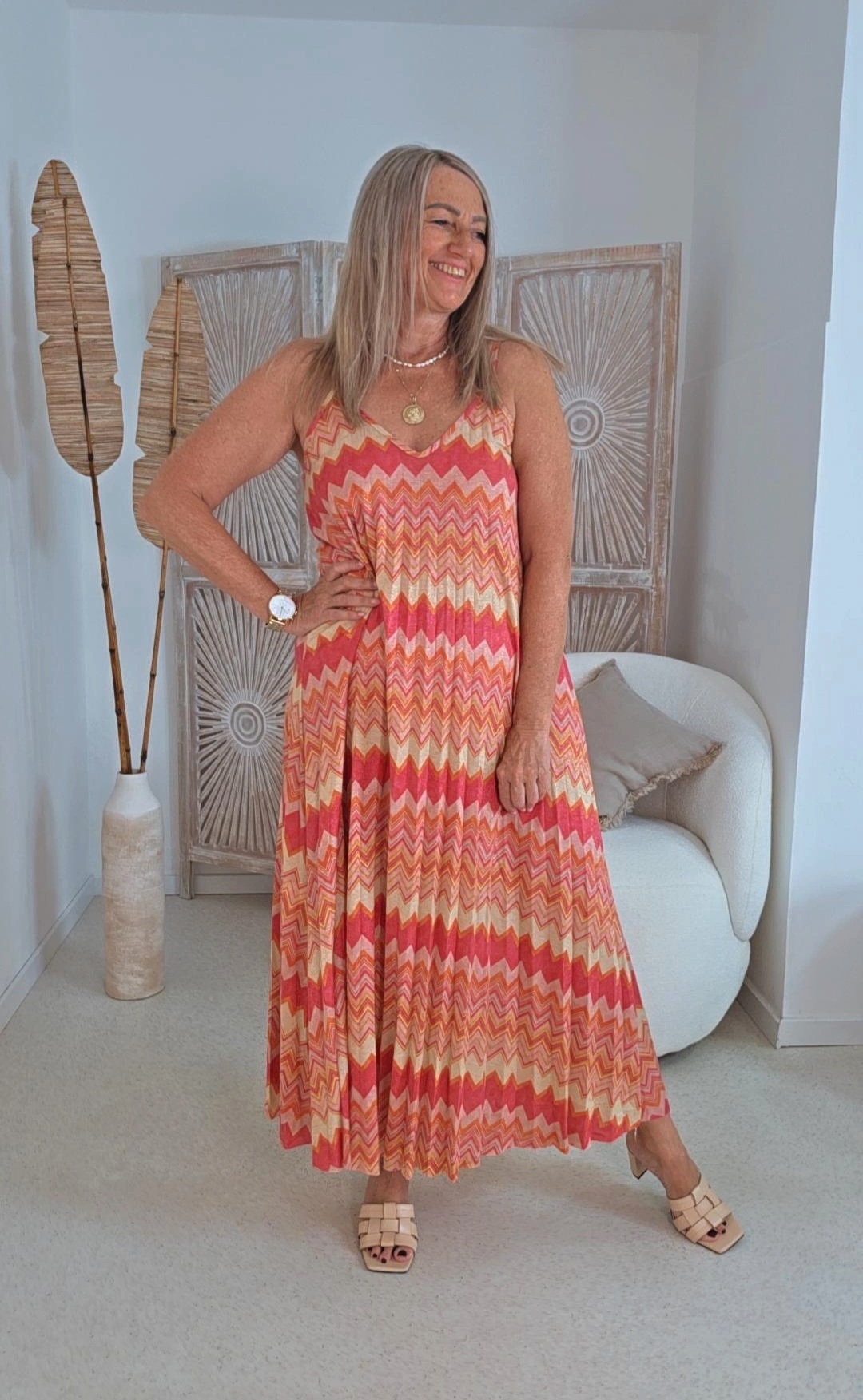 MAXI DRESS SAVINA GLAM SHINY Plissee  Made in Italy 34-42