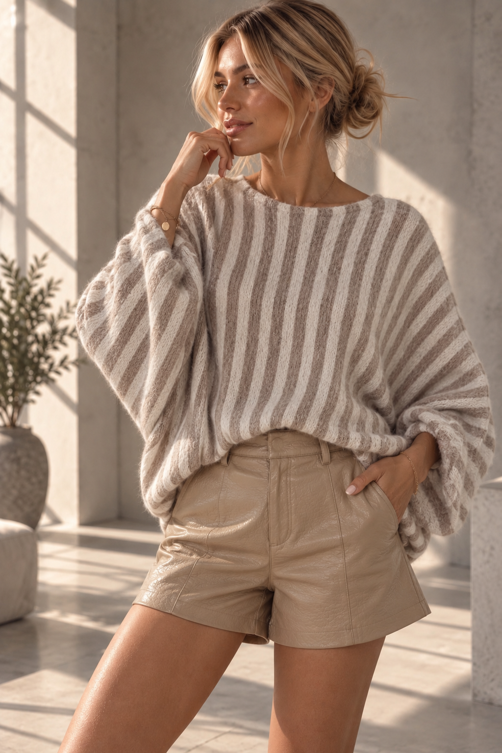 H00119 Oversize Fledermaus-Strickpullover mit Alpaka I 34-46/48 I Made in Italy