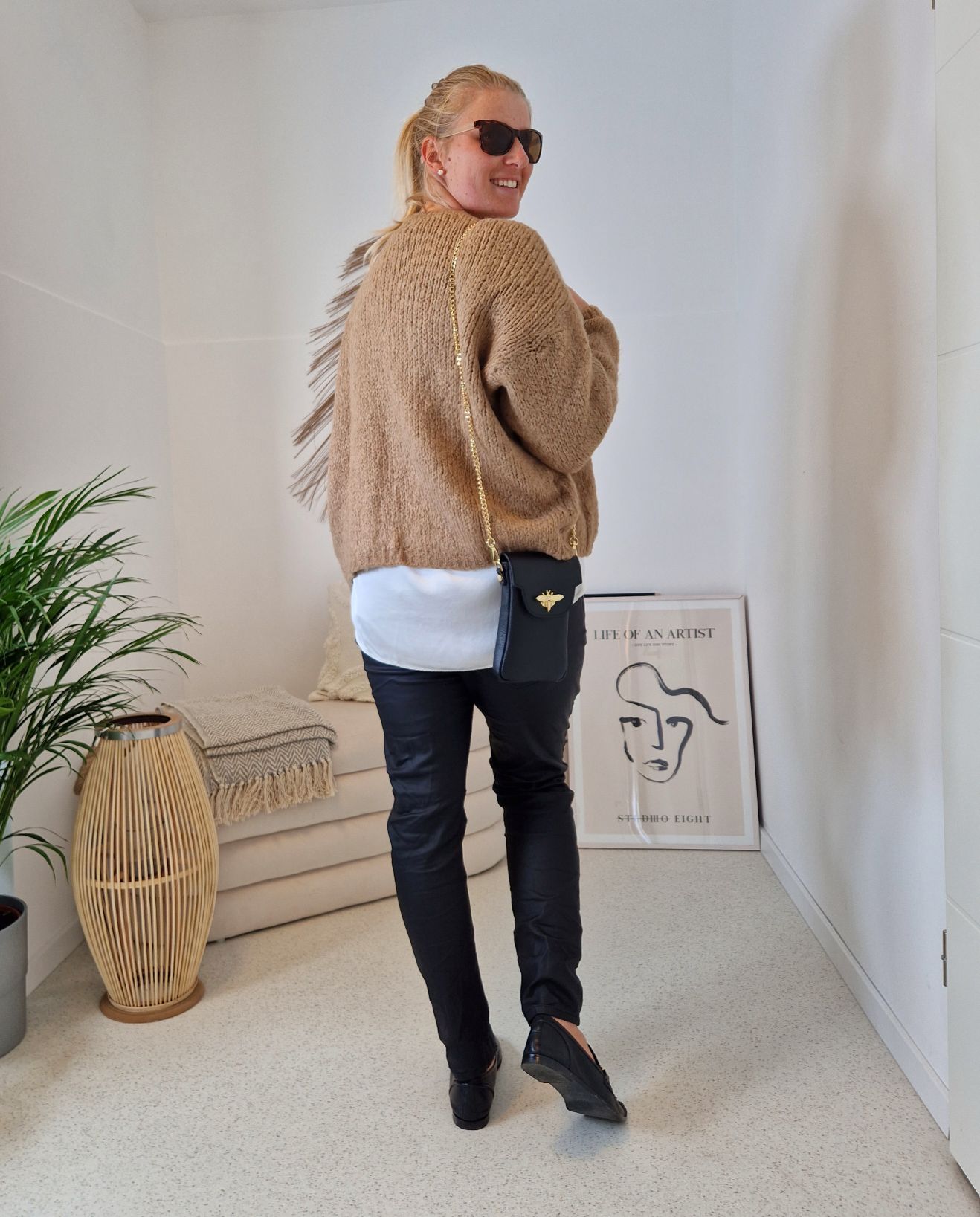 KNIT CARDIGAN MILLY CAMEL 34-42 Made in Italy kurze Strickjacke KNIT CARDIGAN MILLY CAMEL 34-42 Made in Italy kurze Strickjacke