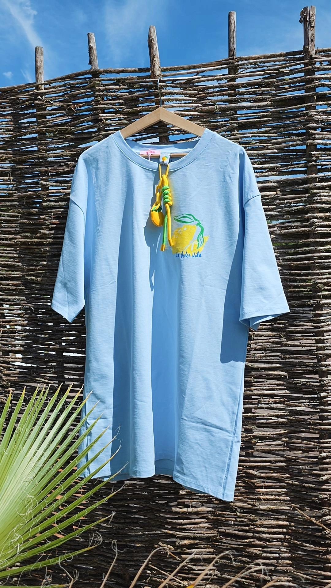 STATEMENT T-SHIRT SWEATER LA DOLCE VITA Lemon Made in Italy mit Schlüsselanhänger
