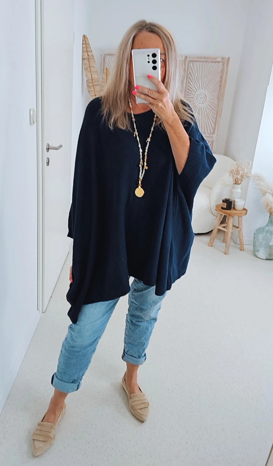 OVERSIZE KNIT SWEATER HELSINKI Made in Italy 36-48/50 Strick Pullover Poncho