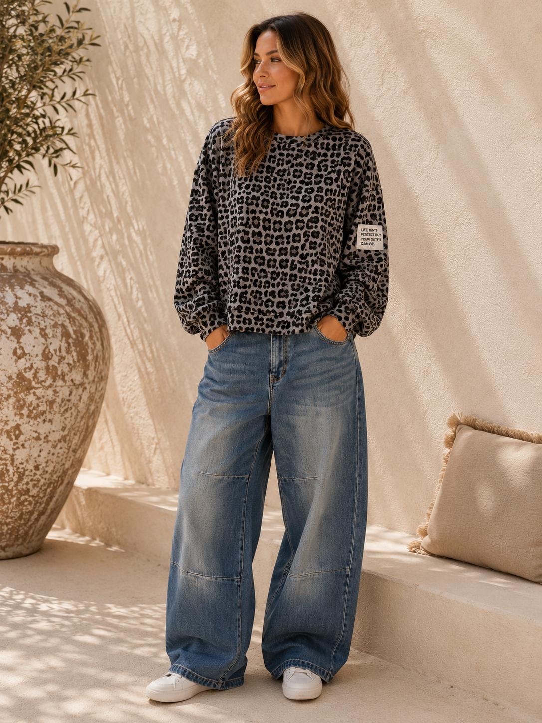 Sweater Leo Patch Juna Made in Italy 34-42 Sweatshirt