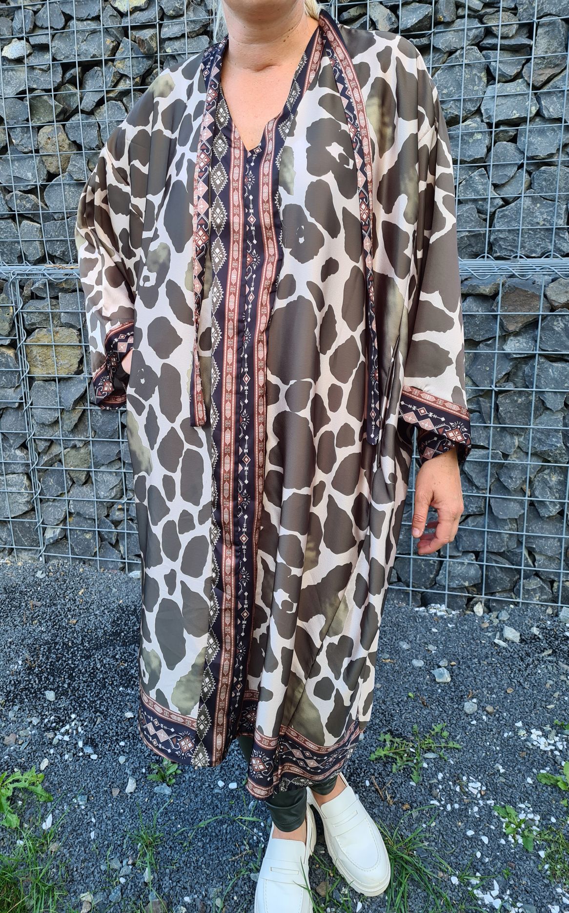 EDLES BLUSEN KLEID THEA KHAKI Midi Kleid Dress Longbluse Made in Italy 34-42 EDLES BLUSEN KLEID THEA KHAKI Midi Kleid Dress Longbluse Made in Italy 34-42