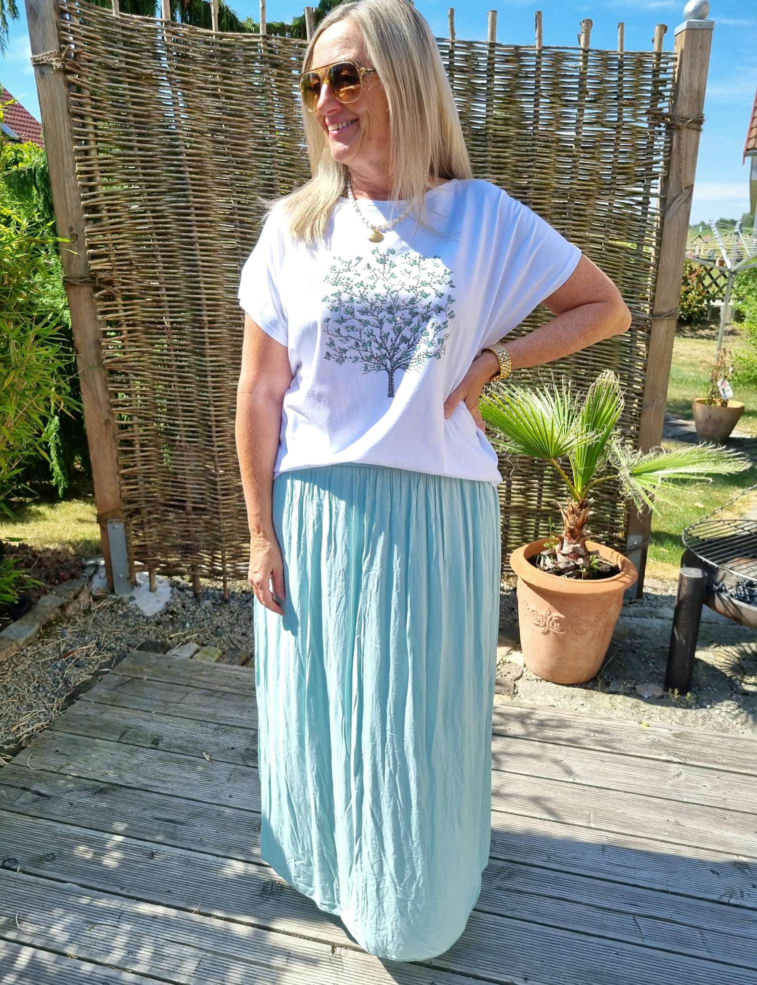 SHIRT MAXI SKIRT VENEZIA MINTGRÜN Made in Italy langer Rock 34-42 SHIRT MAXI SKIRT VENEZIA MINTGRÜN Made in Italy langer Rock 34-42
