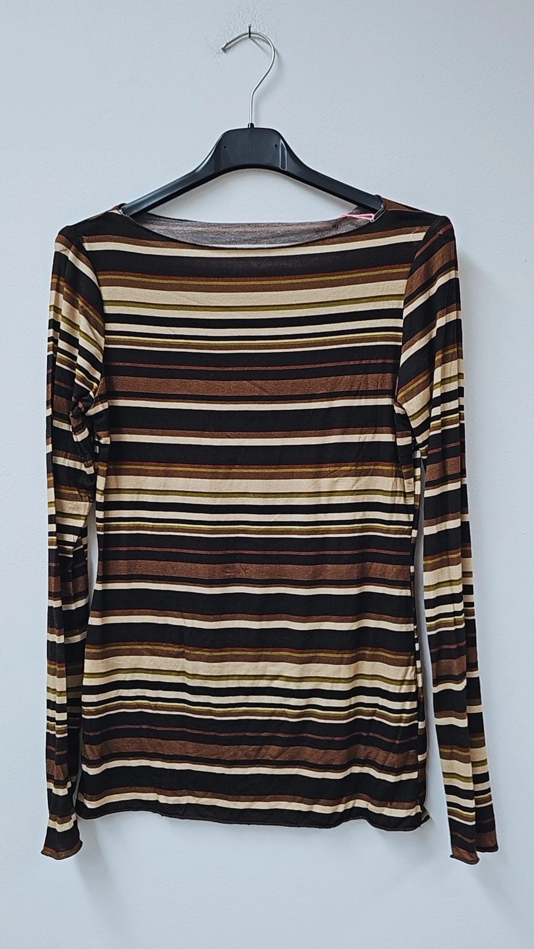 COMFY STRETCH LANGARM SHIRT STREIFEN BUNT Made in Italy 34 - 40-42 LS0112 Cashmere