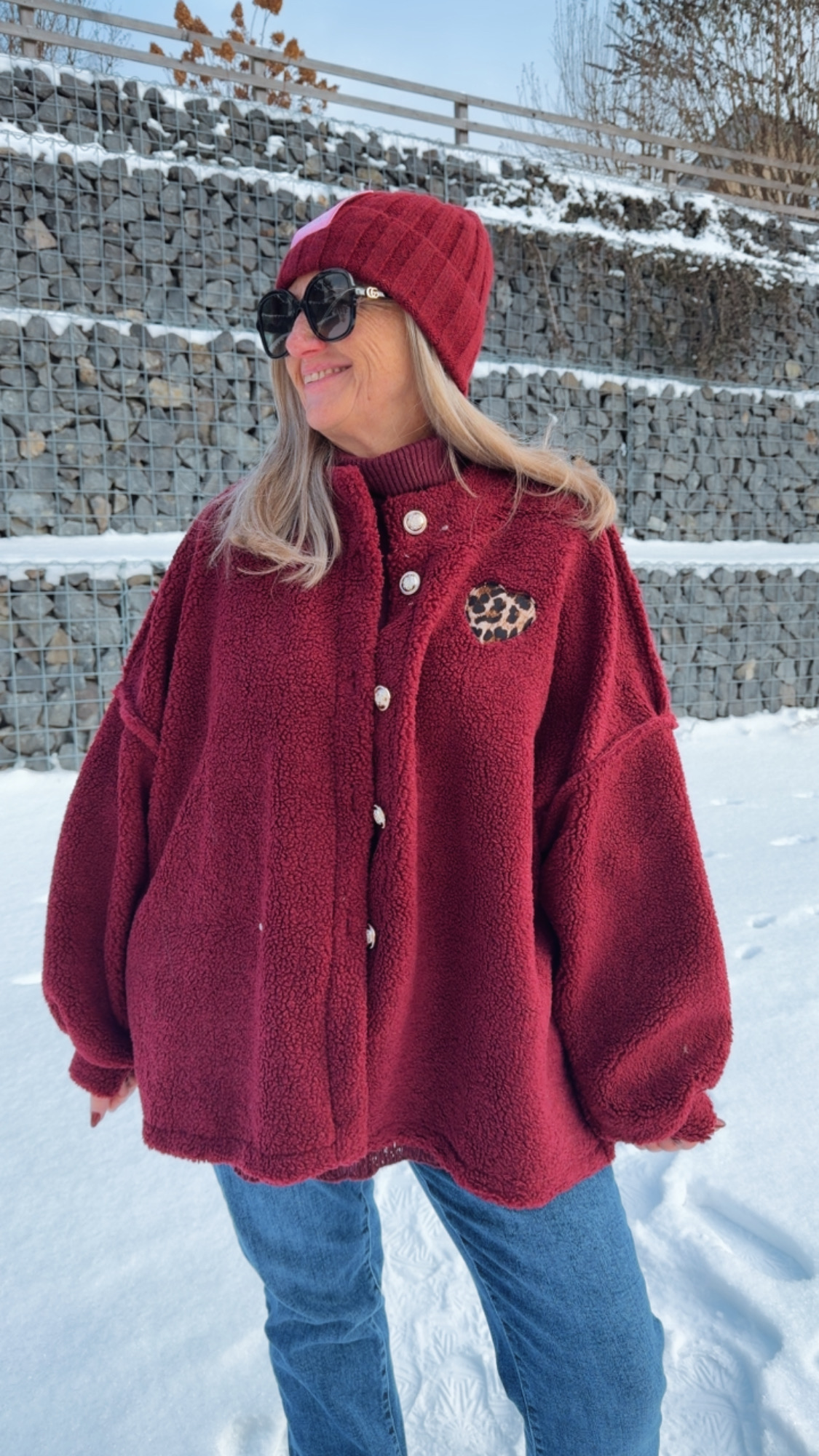 OVERSIZE TEDDY JACKE JANNIKA LEO HEART Made in Italy 36-44/46