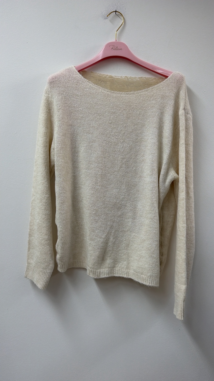 Strickpullover mit Spitzenrücken I SP0150 I Made in Italy 34-42/44