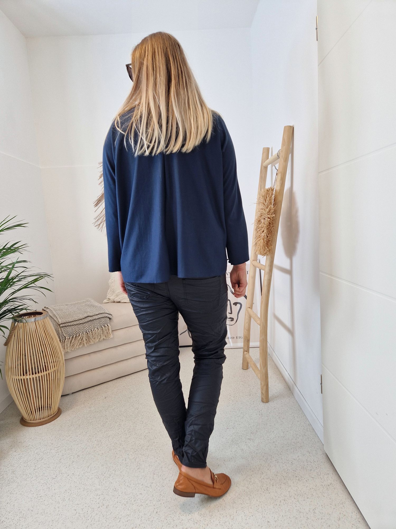 BASIC LONGSLEEVE RUBY BLAU leichter Pullover 34-42 Made in Italy Layer Shirt BASIC LONGSLEEVE RUBY BLAU leichter Pullover 34-42 Made in Italy Layer Shirt