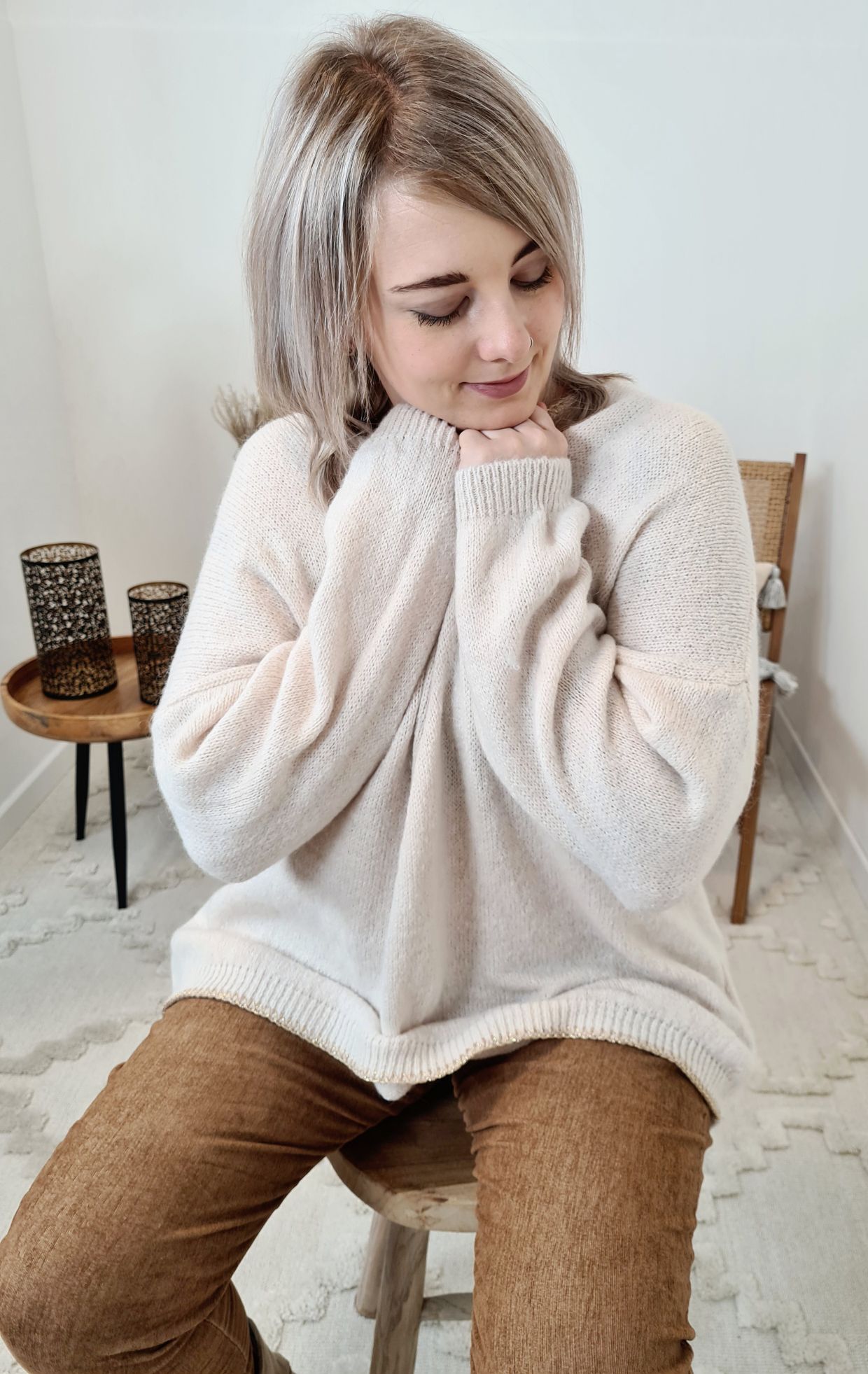LIGHT KNIT SWEATER RENO CREME Strickpullover Pullover Langarm Longsleeve 34-42 Oversize Made in Italy LIGHT KNIT SWEATER RENO CREME Strickpullover Pullover Langarm Longsleeve 34-42 Oversize Made in Italy
