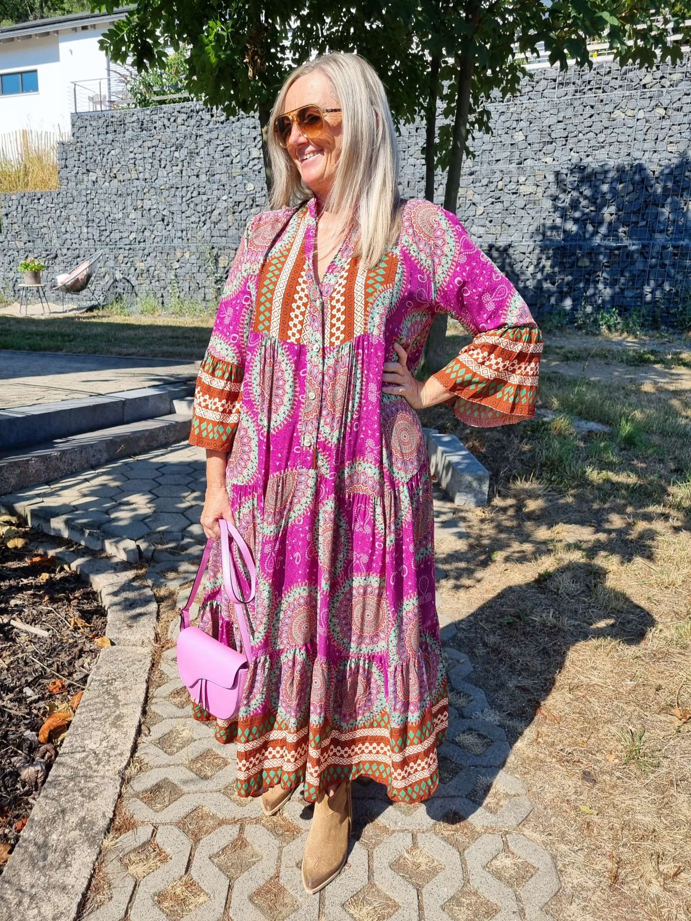 MAXI TUNIKA DRESS MICAELA PINK 34-42 Made in Italy langes Kleid Hängerchen Tunikakleid MAXI TUNIKA DRESS MICAELA PINK 34-42 Made in Italy langes Kleid Hängerchen Tunikakleid