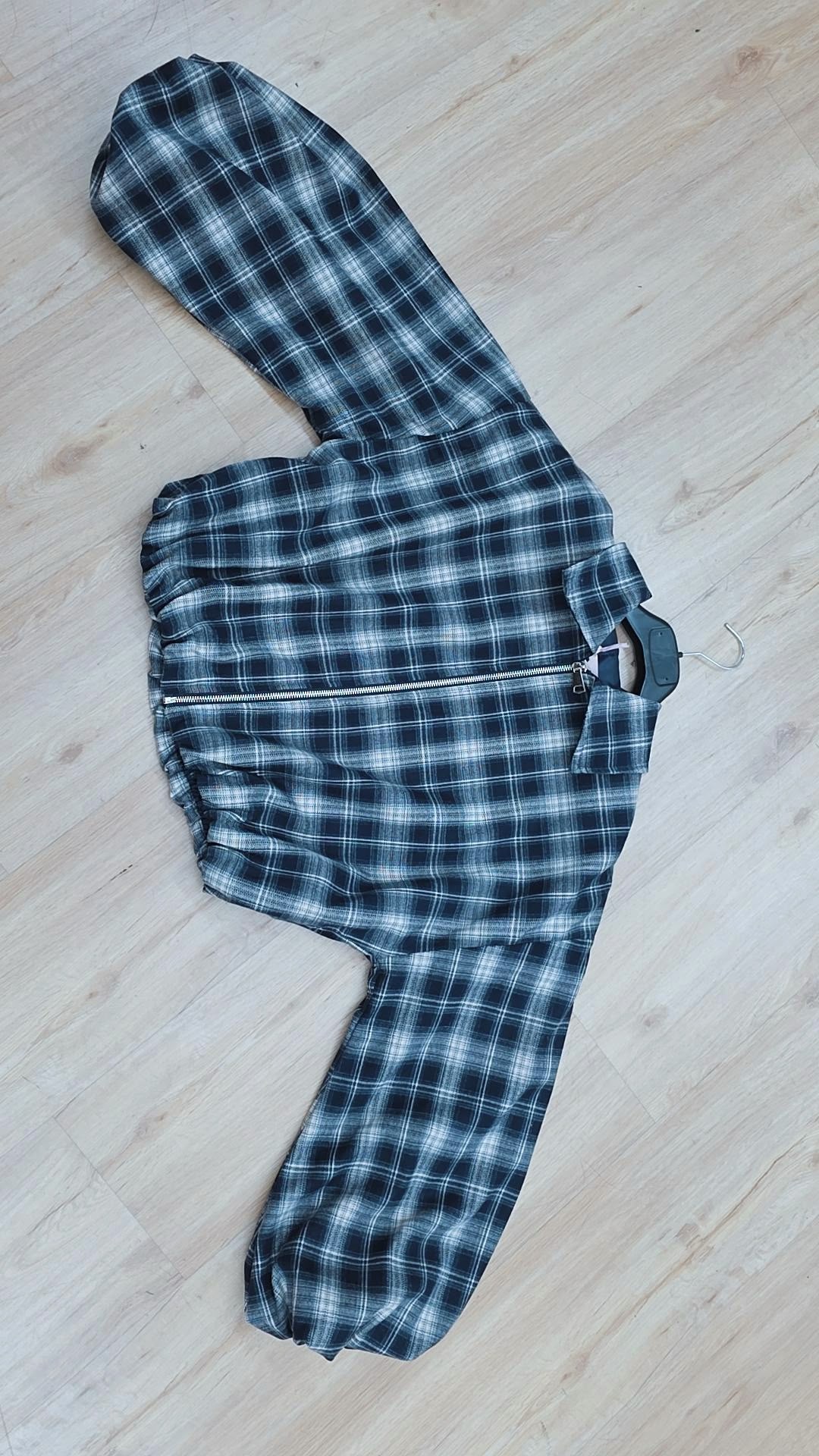 Flanell-Karojacke mit Ballonärmeln I J0133 I 34-44 I Made in Italy