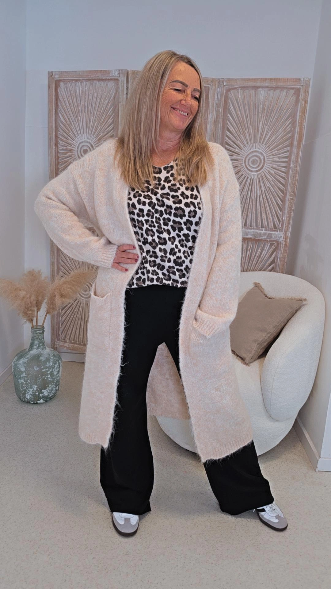LANGER STRICK-CARDIGAN CLARA 34-kleine 44 Made in Italy 