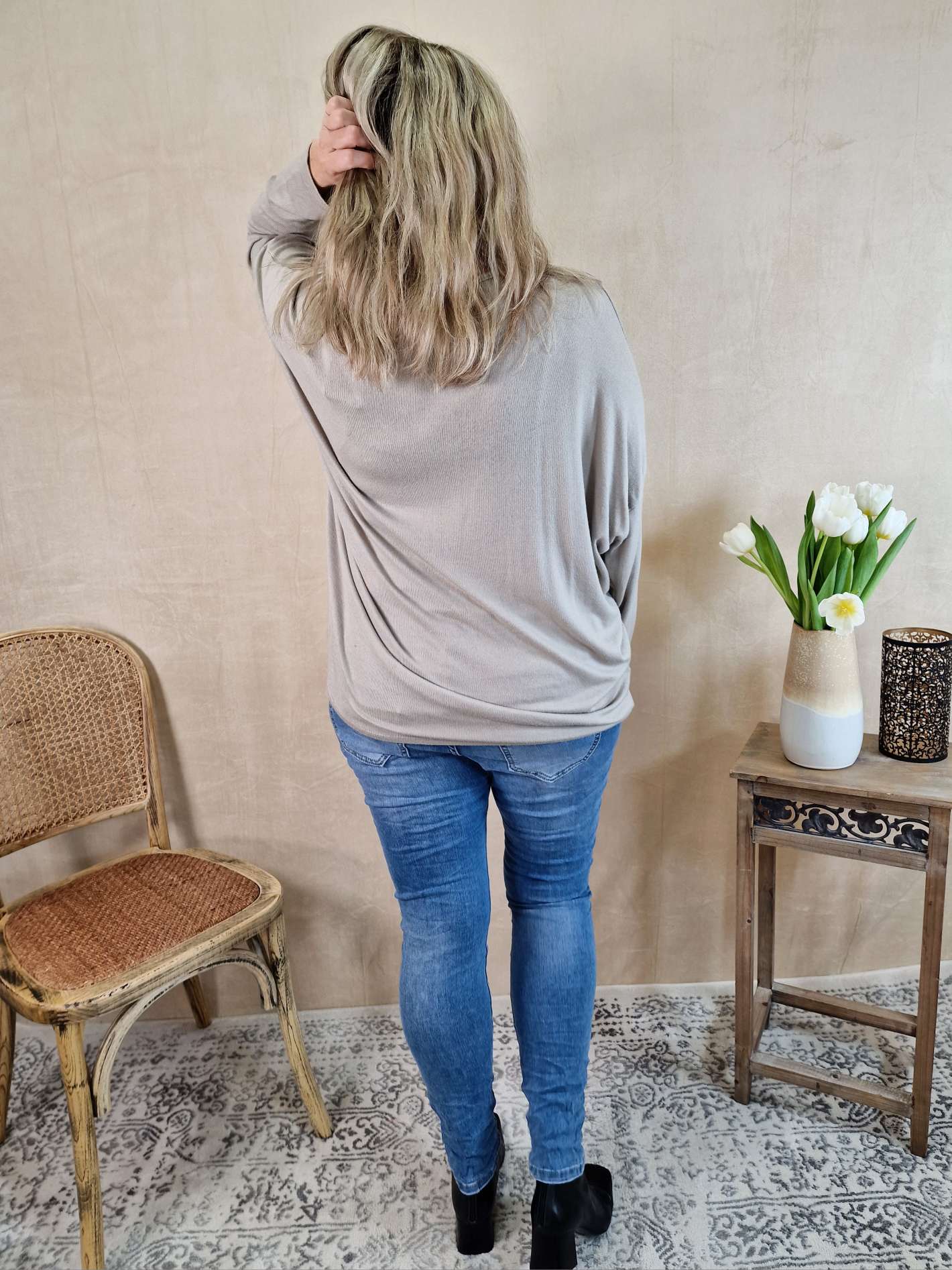 LONGSLEEVE SHIRT DARE TO BE DIFFERENT BEIGE 34-42/44 Made in Italy Langarm Pullover Oversize LONGSLEEVE SHIRT DARE TO BE DIFFERENT BEIGE 34-42/44 Made in Italy Langarm Pullover Oversize