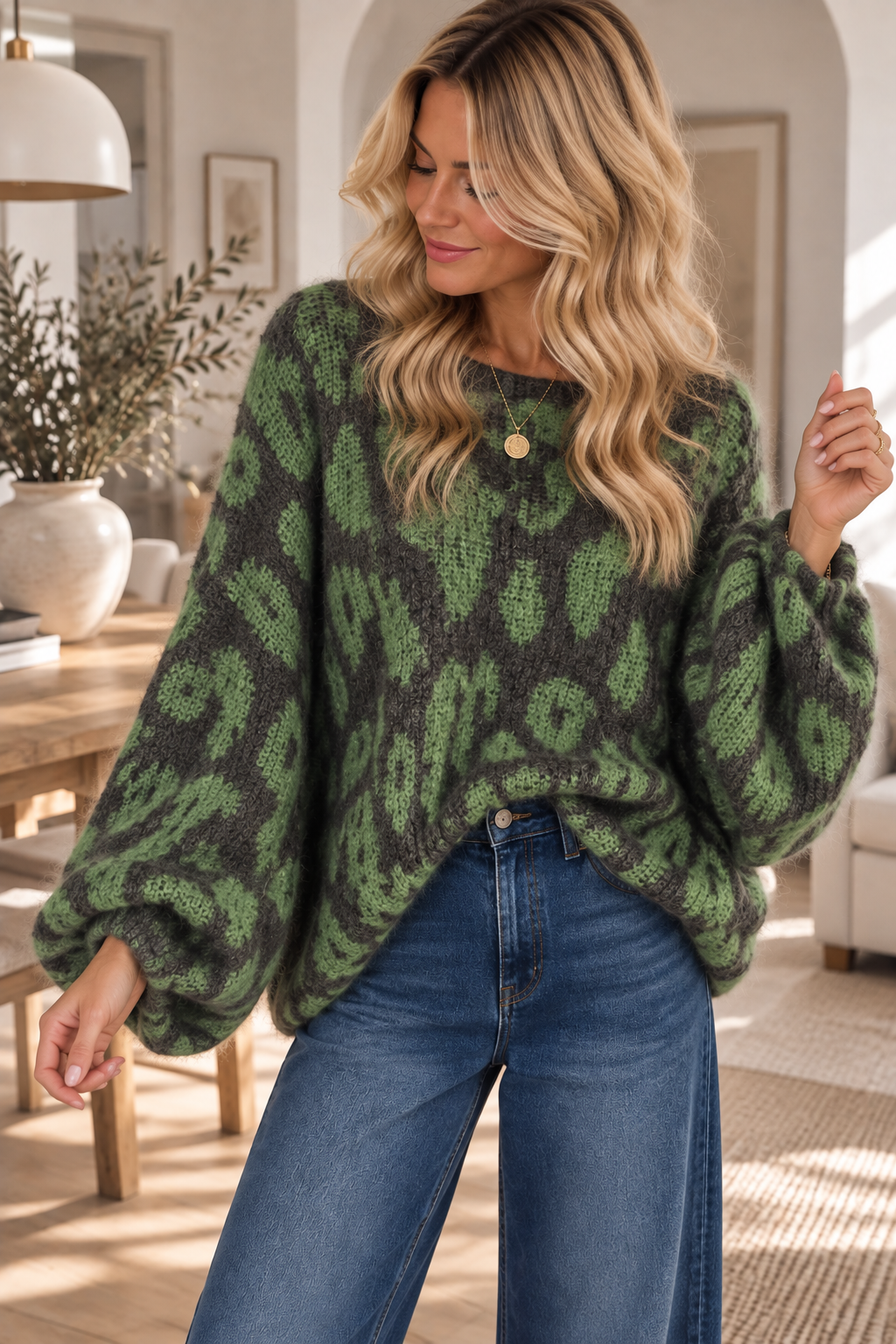 Strickpullover Leo-Look – Fledermaus-Style | Made in Italy | One Size bis ca. Gr. 44 | SP0086 Strick Pullover