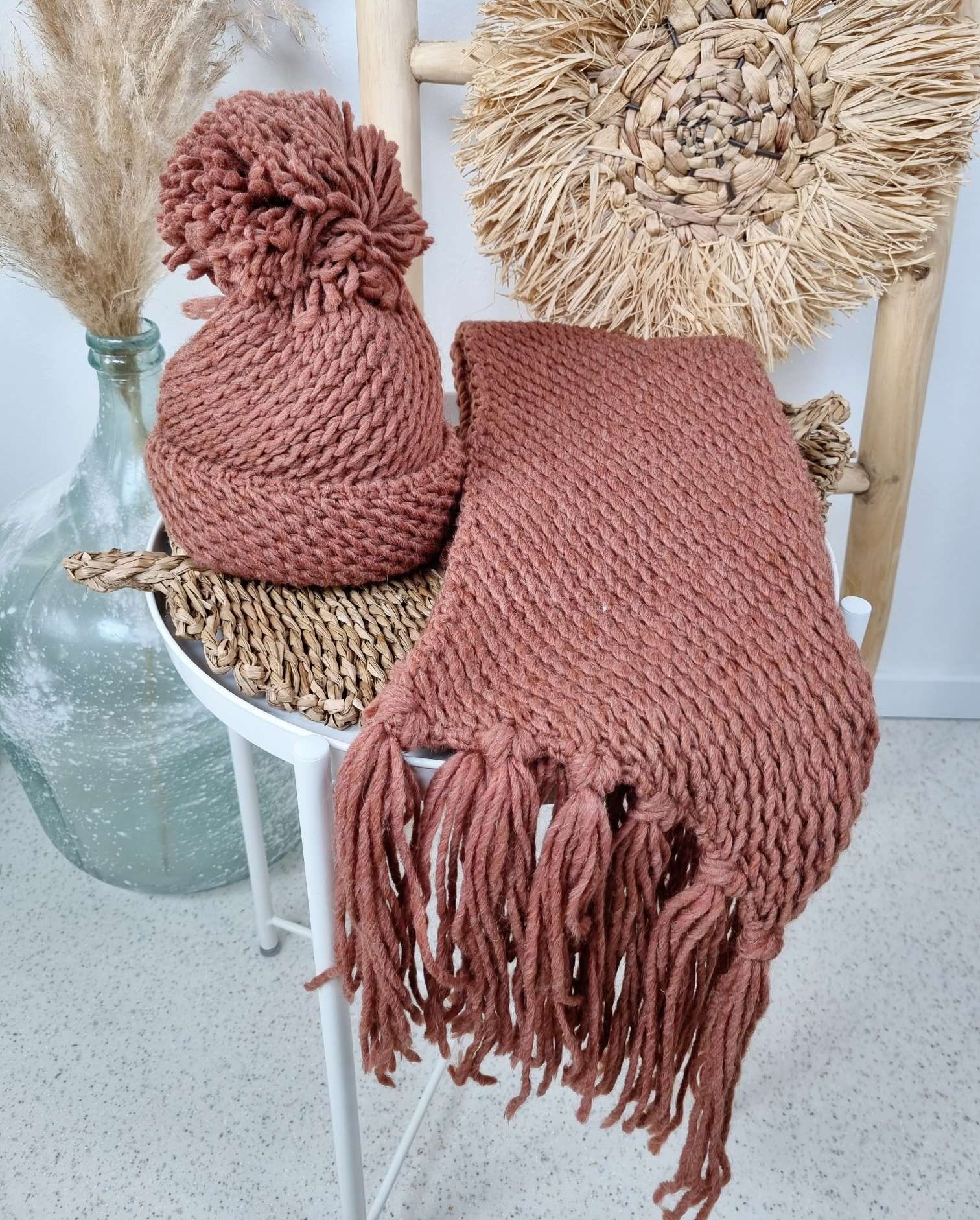EDLER SCHAL SCARF GIADA ROST Made in Italy kuscheliger weicher Strick Schal Fransen EDLER SCHAL SCARF GIADA ROST Made in Italy kuscheliger weicher Strick Schal Fransen