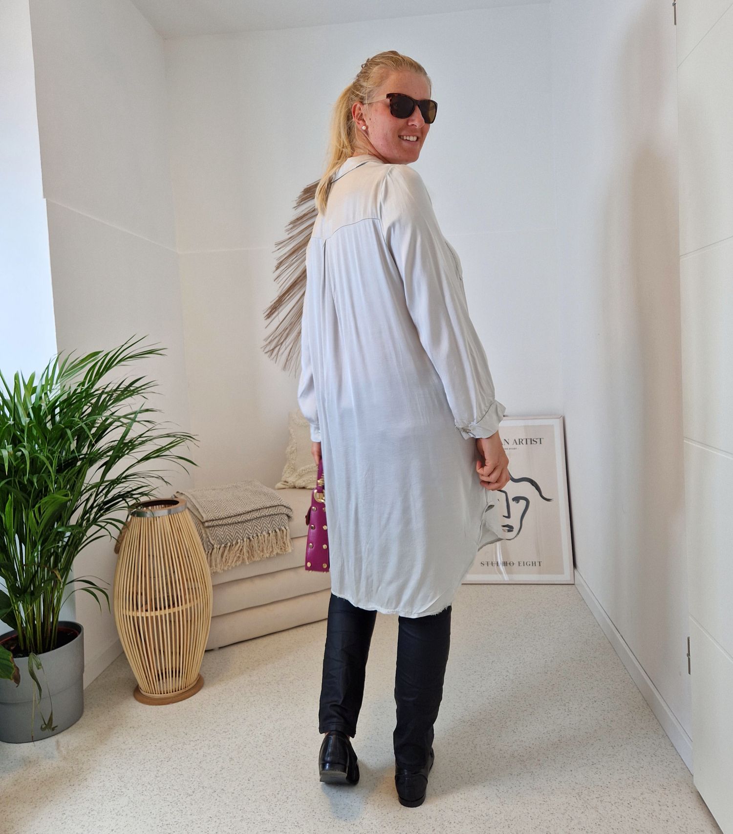 LONG BLUSE VICKY CREME 34-40 Made in Italy Oversize Hemd Kleid LONG BLUSE VICKY CREME 34-40 Made in Italy Oversize Hemd Kleid