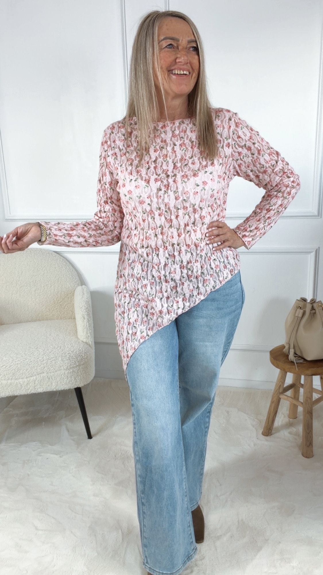 Spitzenshirt „Fiorina“  Made in Italy 34 - 42/44  Asymetrisch