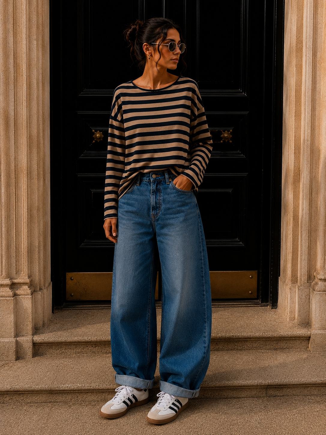 Longsleeve mit Streifen I LS0039 I Made in Italy 34-42