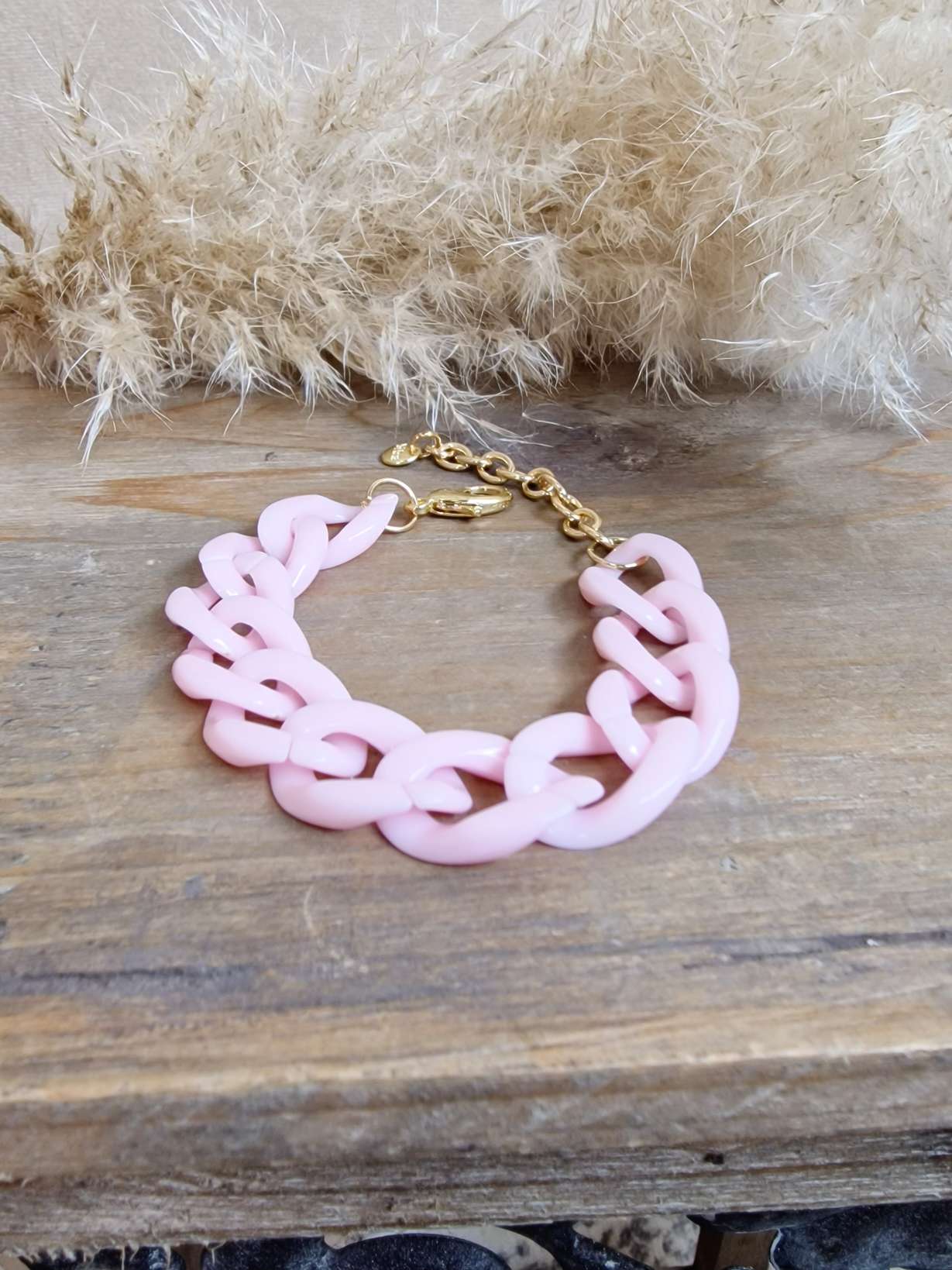 ARMBAND BRACELET BEACH VIBES ROSA Metall Goldfarbig Resin Harz 