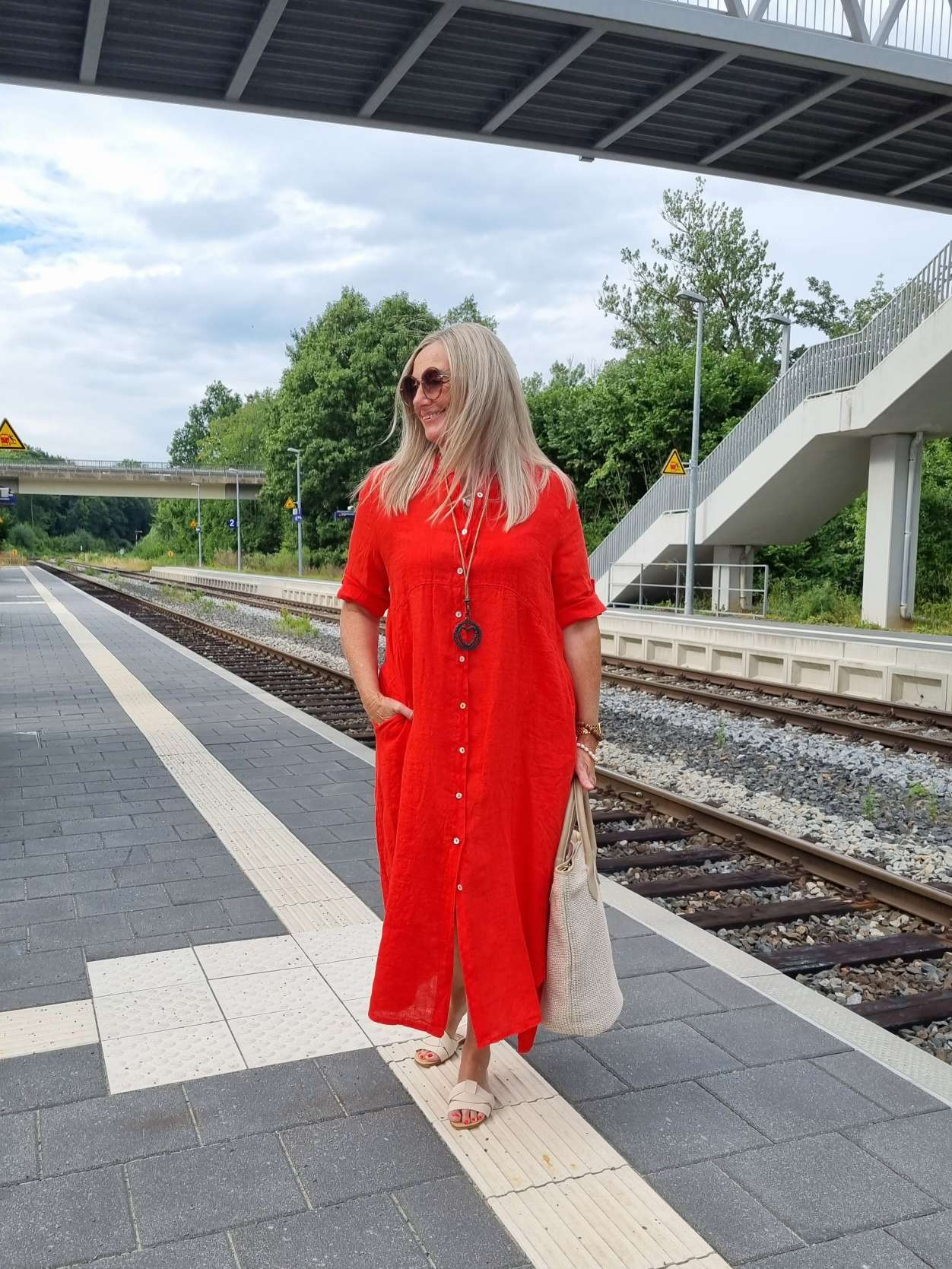 LINEN DESS WILMA KORALLE 34-42 Made in Italy Leinen Kleid Long Bluse Mantel LINEN DESS WILMA KORALLE 34-42 Made in Italy Leinen Kleid Long Bluse Mantel