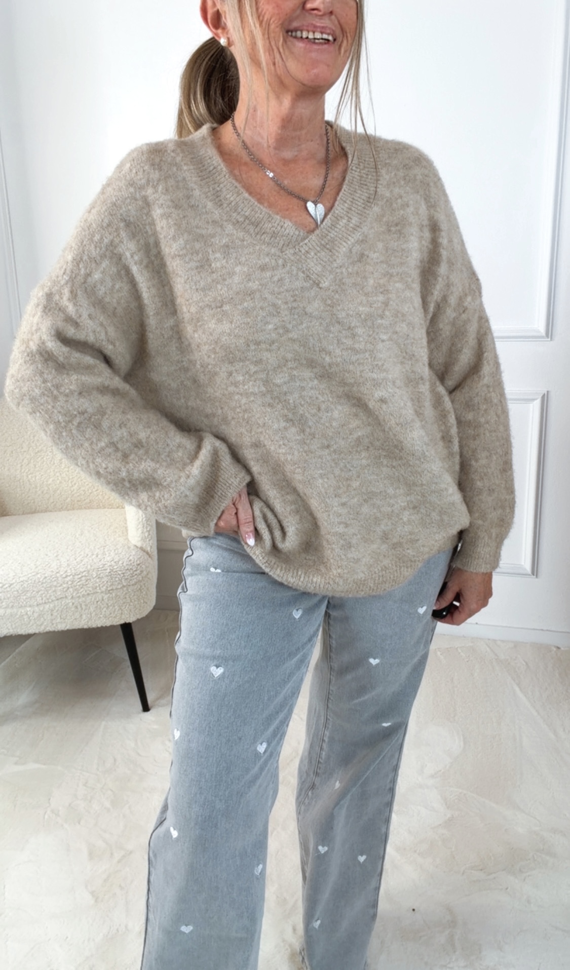 PULLOVER KARA V-AUSSCHNITT Made in Italy 34 - 42