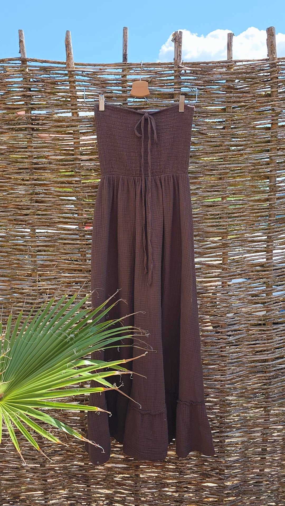 MUSSELIN KLEID LANZAROTE TRÄGERLOS Italystyle 34-40
