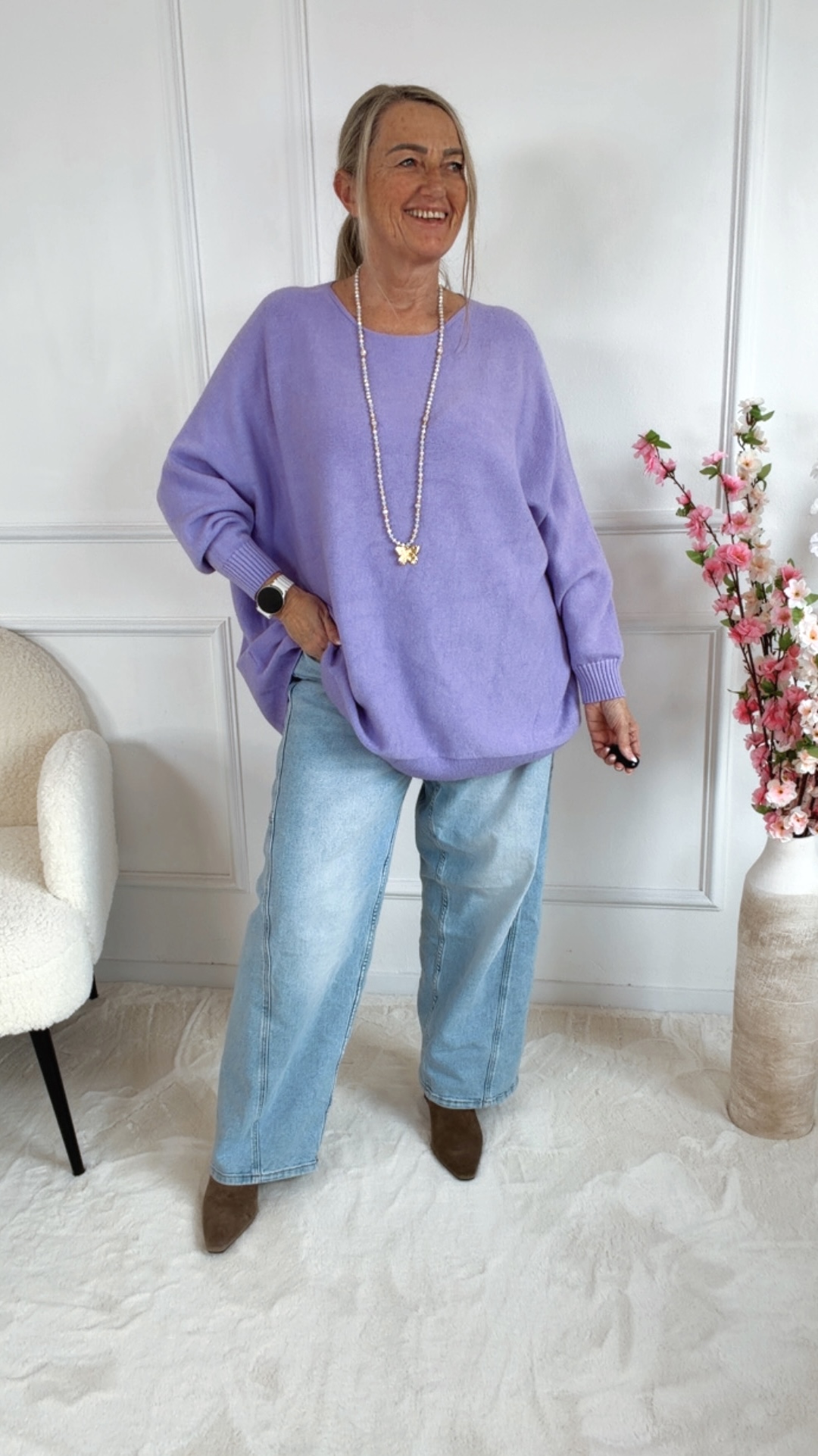 MAXI-PULLOVER LEVI unifarben 34-44/46 Made in Italy Viskose