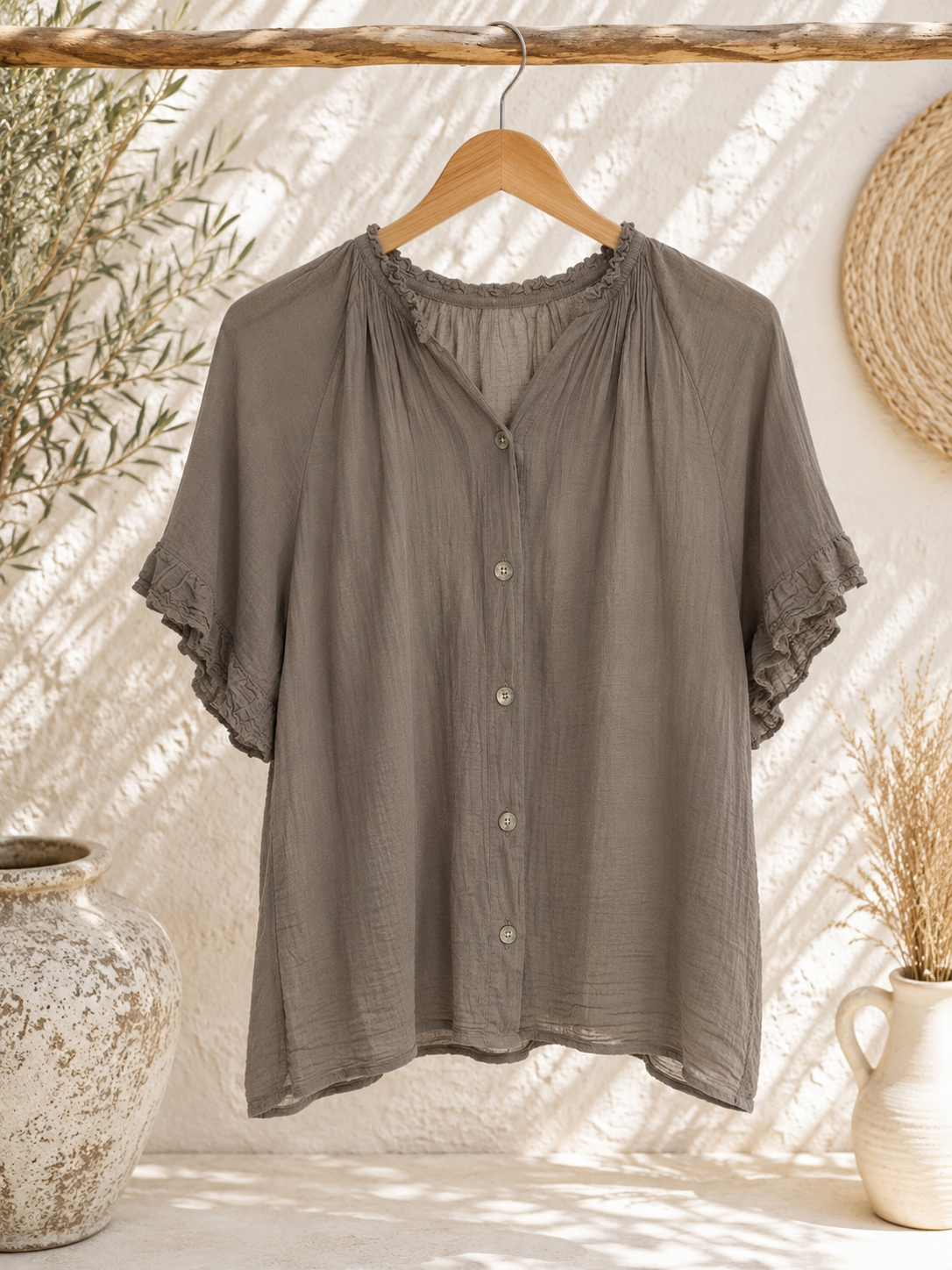 Bluse Posina Uni Baumwolle Made in Italy 34-40/42 Sommerschnapper – vom Umtausch ausgeschlossen