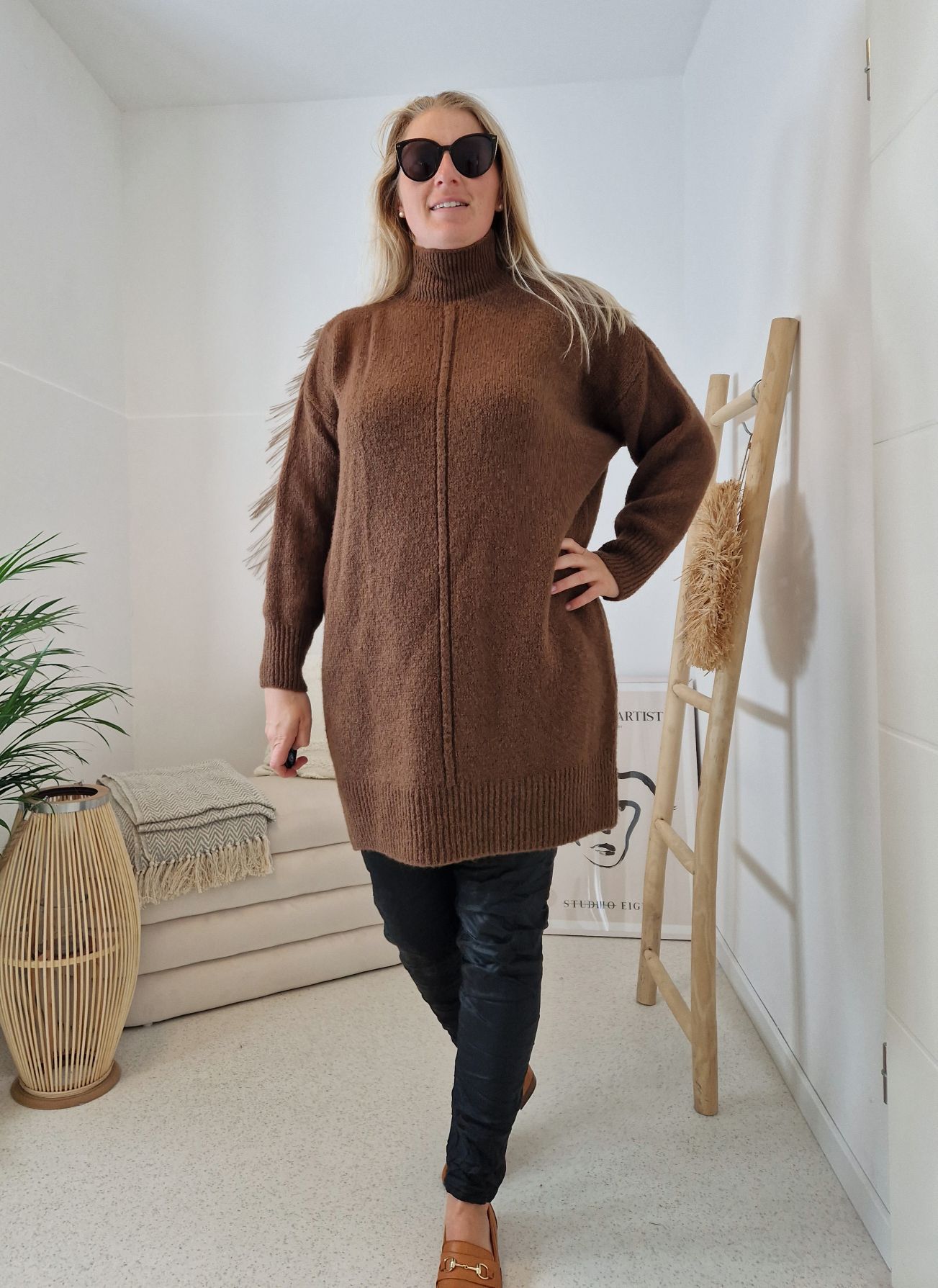 LONG KNIT SWEATER LUDOVIKA BRAUN Strick Pullover Kleid Made in Italy 34-42/44 LONG KNIT SWEATER LUDOVIKA BRAUN Strick Pullover Kleid Made in Italy 34-42/44
