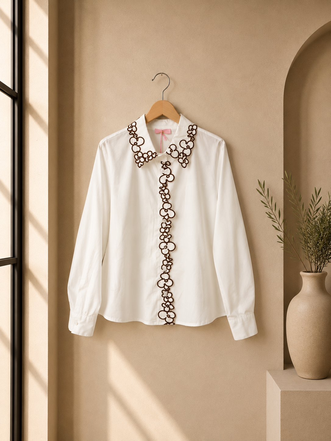 Bluse mit Blumenstickerei I B0042 I Made in Italy 34-40