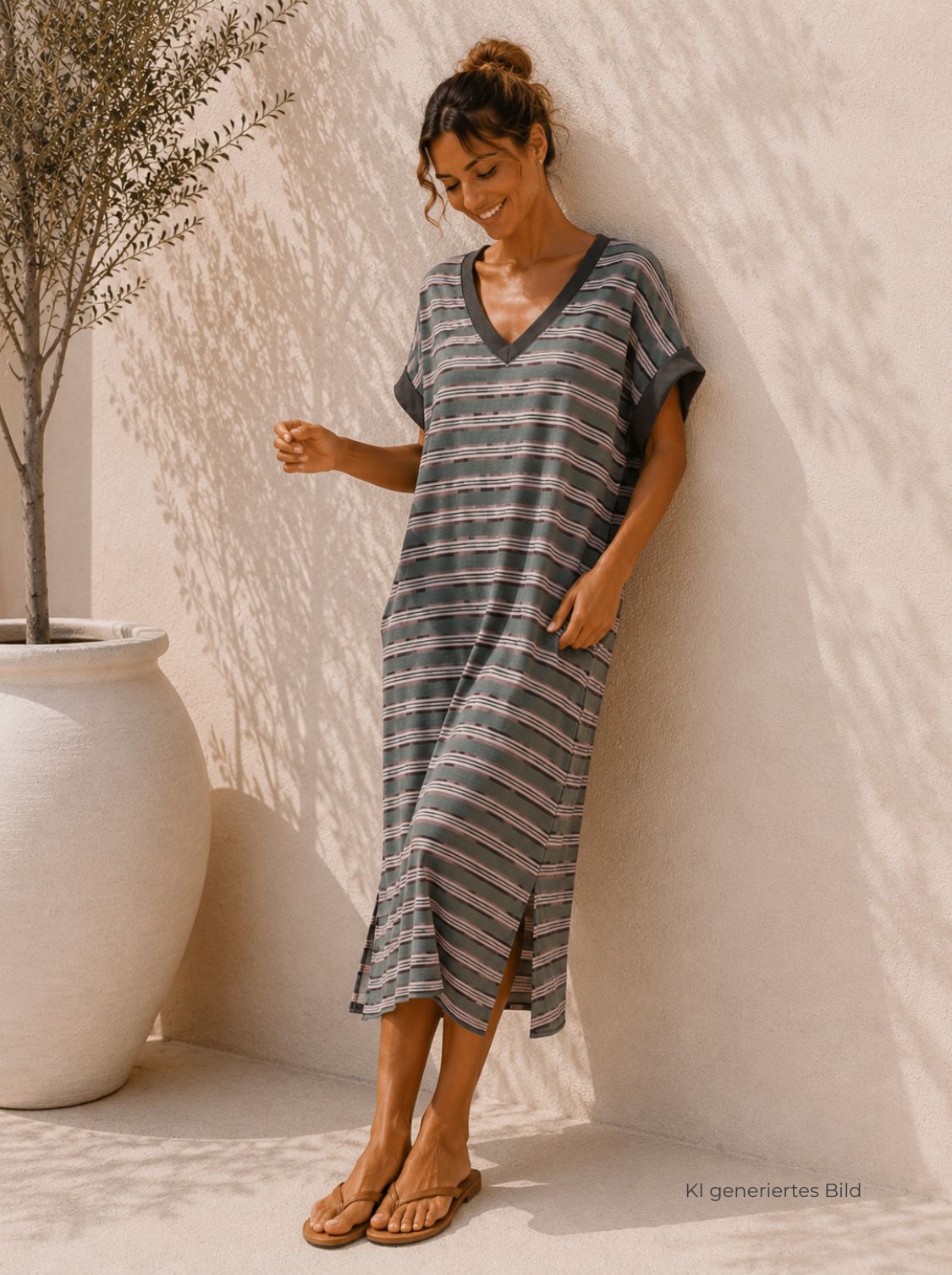 Sweatshirt-Kleid „Lotta“ – Streifenliebe für jeden Tag  – Made in Italy Gr. 34-42