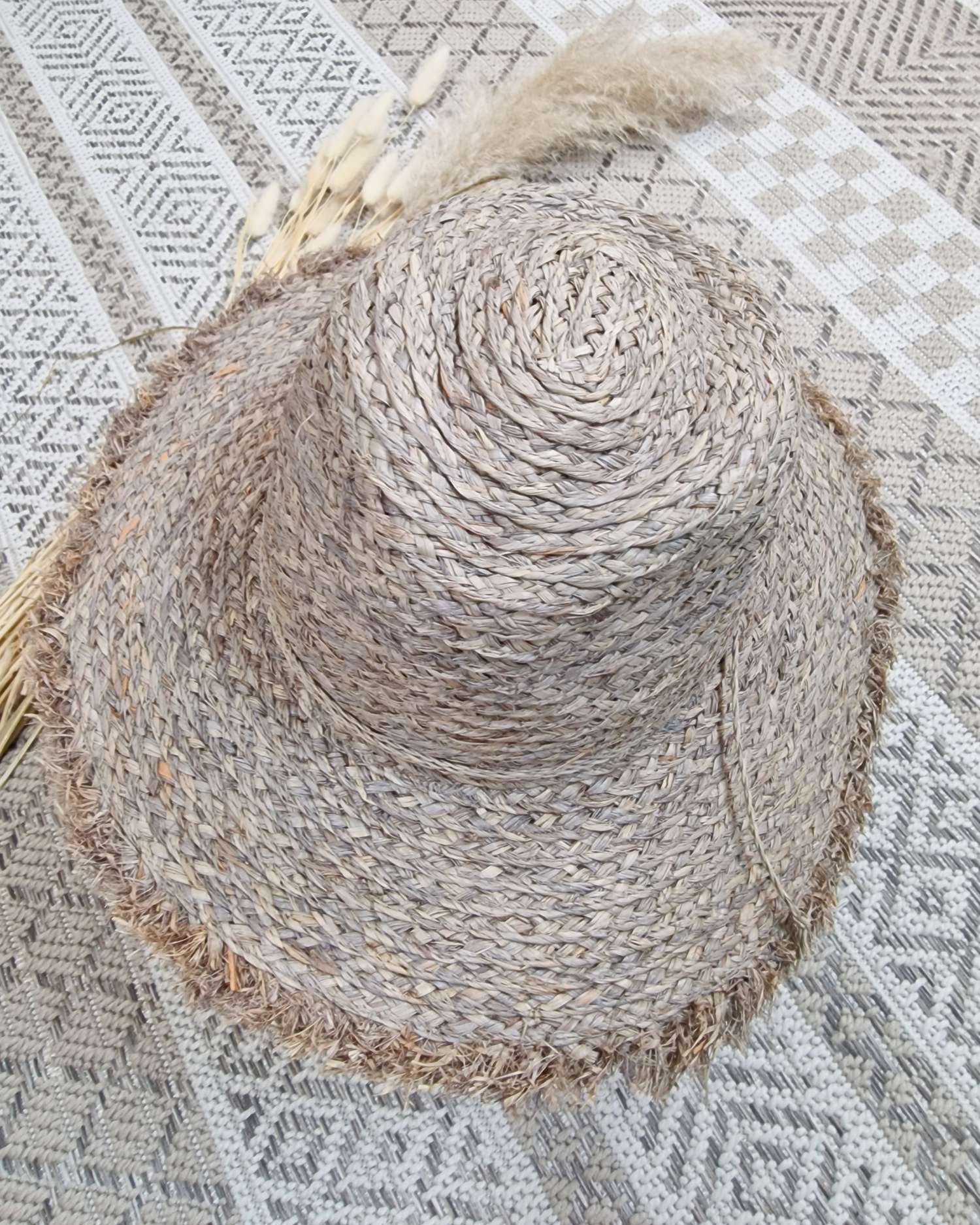 STROHHUT ZORRO GRAU Italy Design geflochtener Sonnenhut Sommerhut Mütze