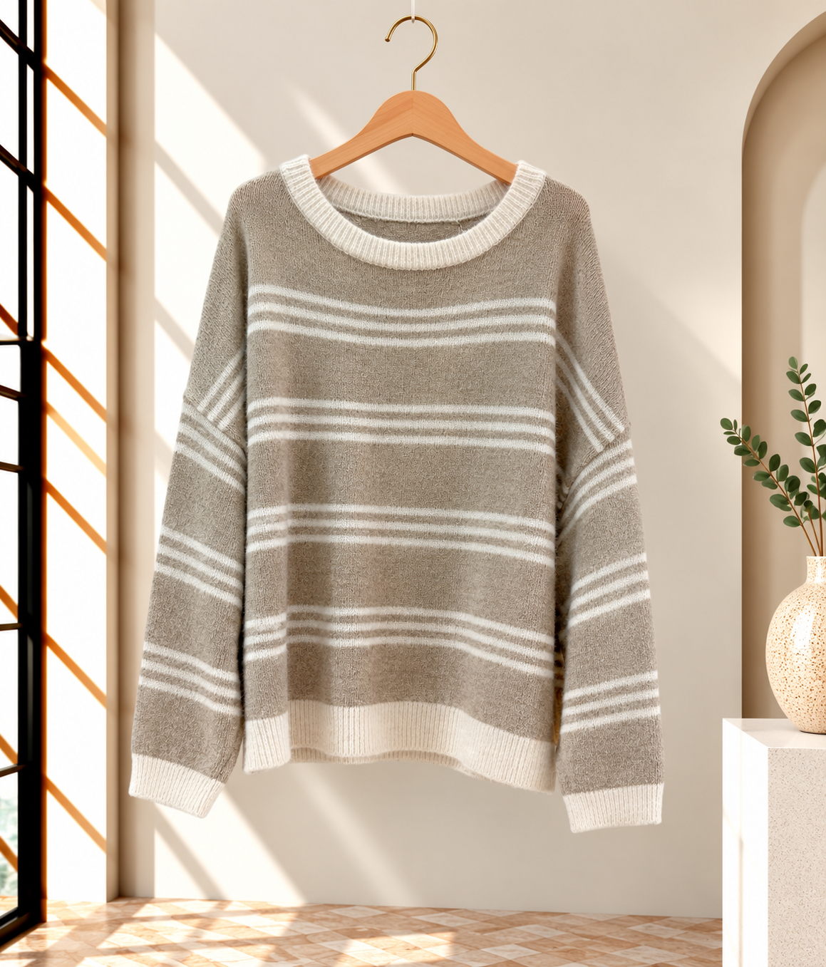 Pullover Kuschelig mit Streifen I SP0075 I Made in Italy 34-42/44