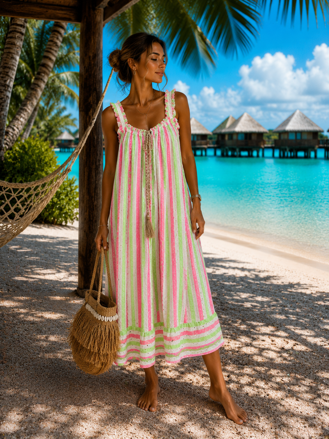 Boho Kleid Lobos Blockstreifen  Made in Italy 34-40/42