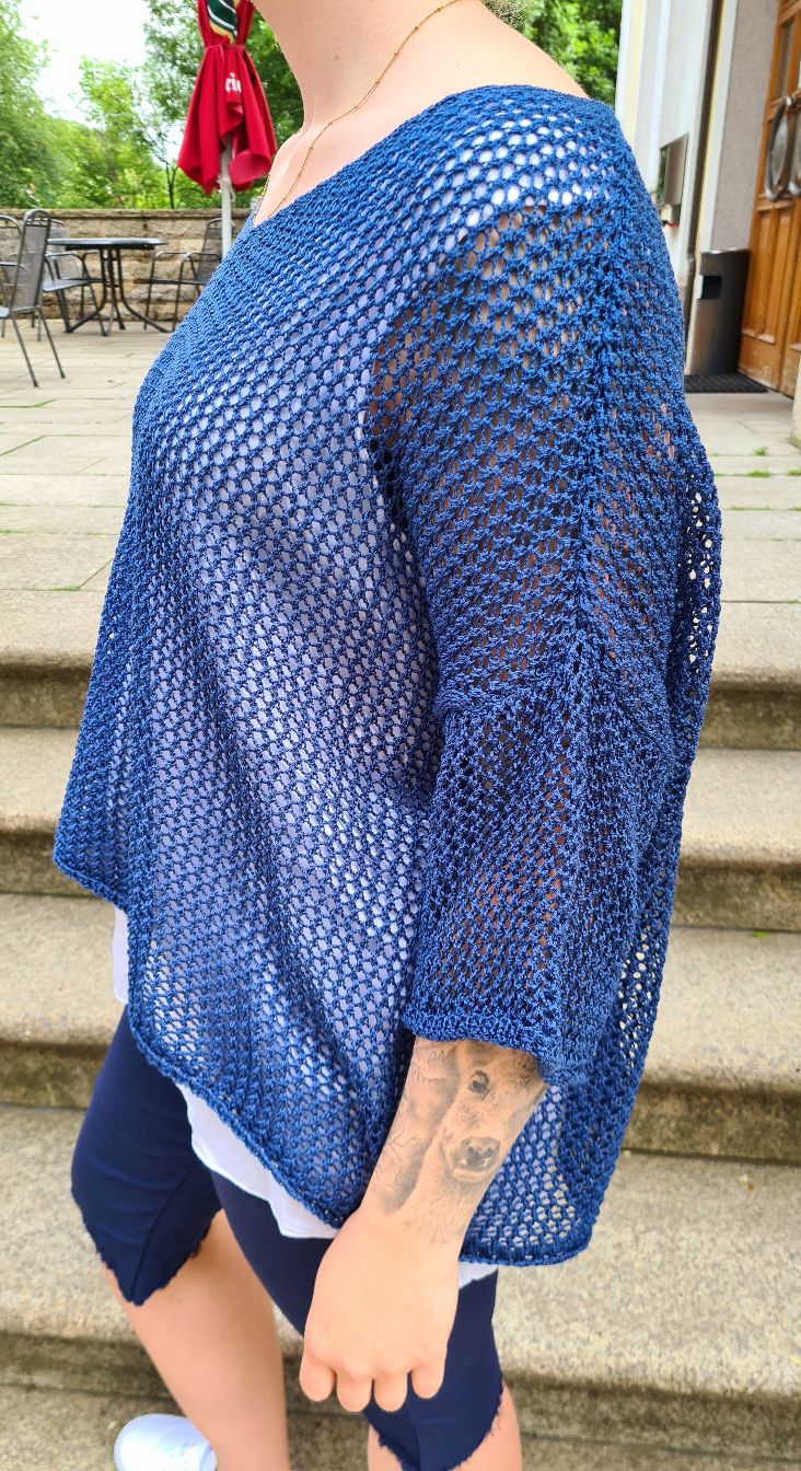 LOCHSTRICK PULLI FILIZ BLAU 32-42 Made in Italy dünner Sommer Pullover Shirt Knit Sweater LOCHSTRICK PULLI FILIZ BLAU 32-42 Made in Italy dünner Sommer Pullover Shirt Knit Sweater