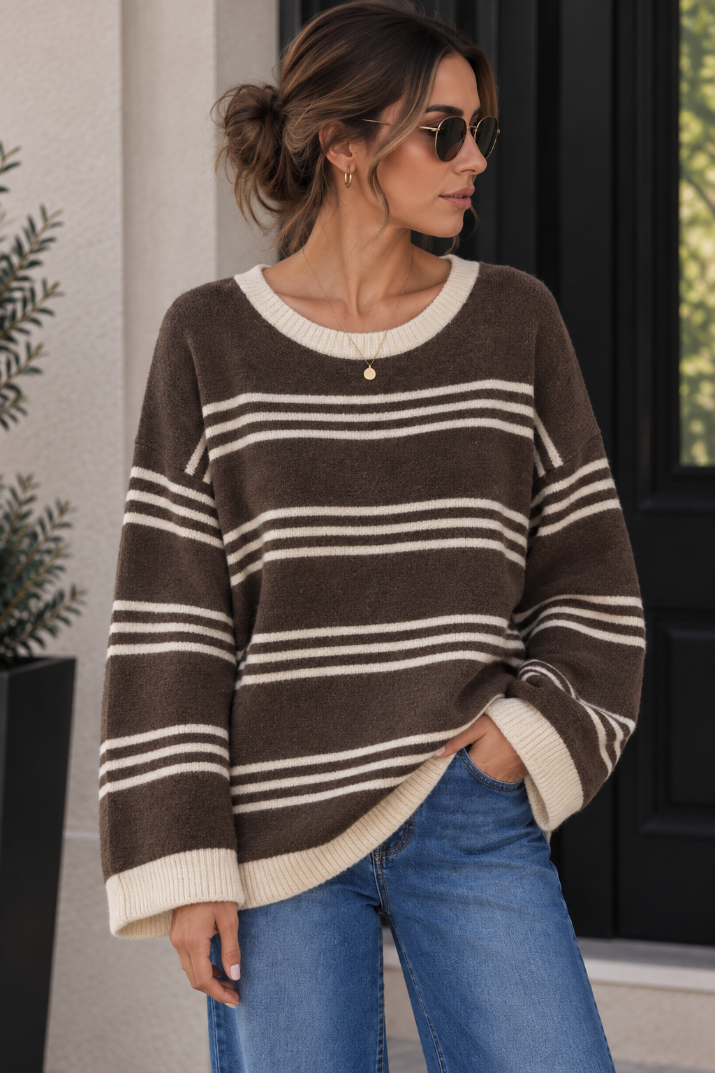 Pullover Kuschelig mit Streifen I SP0075 I Made in Italy 34-42/44