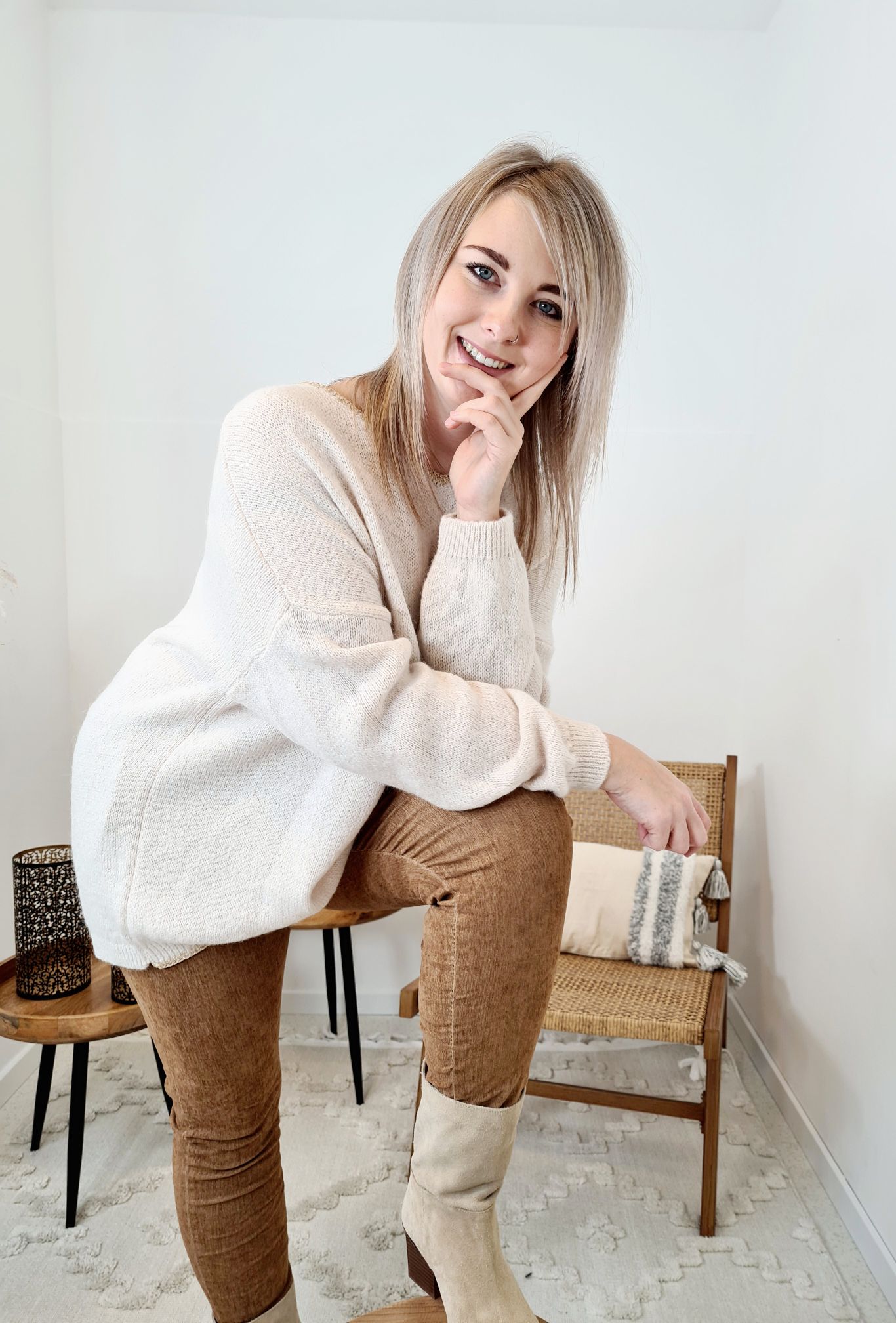 LIGHT KNIT SWEATER RENO CREME Strickpullover Pullover Langarm Longsleeve 34-42 Oversize Made in Italy LIGHT KNIT SWEATER RENO CREME Strickpullover Pullover Langarm Longsleeve 34-42 Oversize Made in Italy