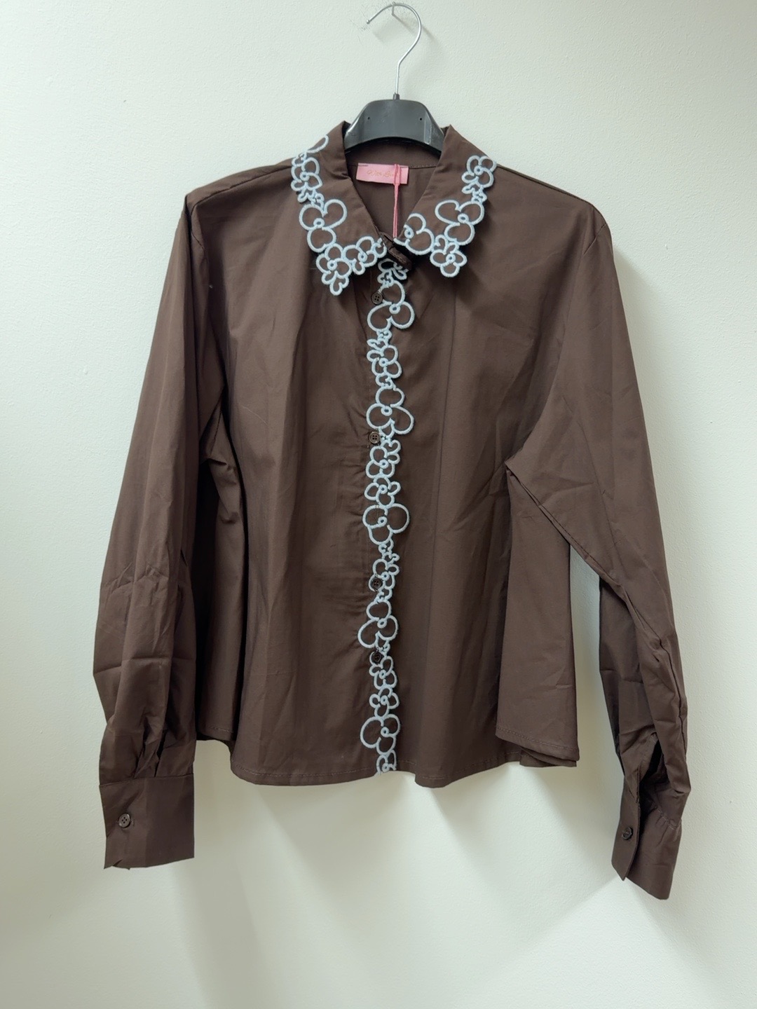 Bluse mit Blumenstickerei I B0042 I Made in Italy 34-40