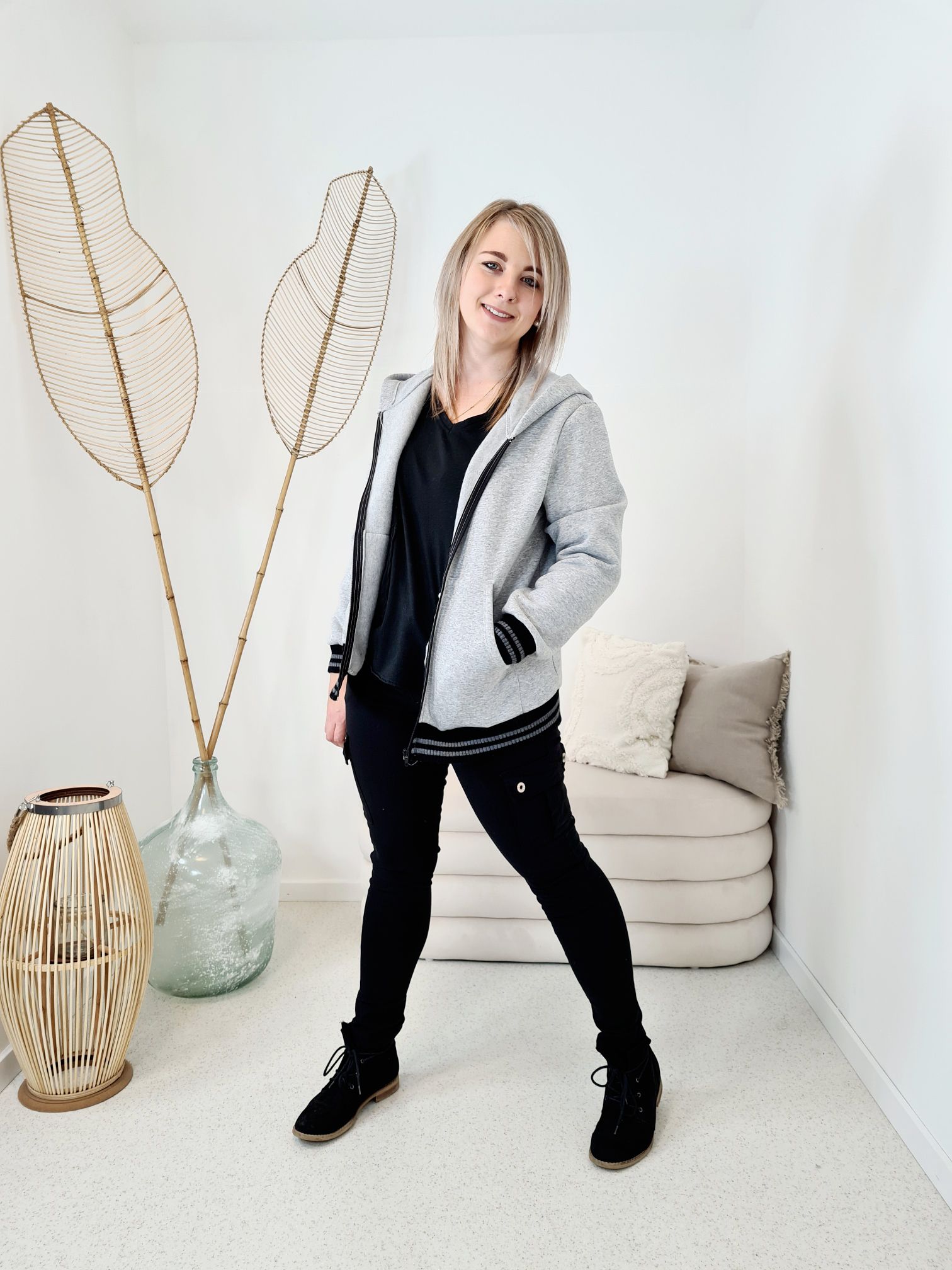 HOODIE SWEATER JACKE LOTTI  GRAU Made in Italy Oversize 34-42 versch. Farben
