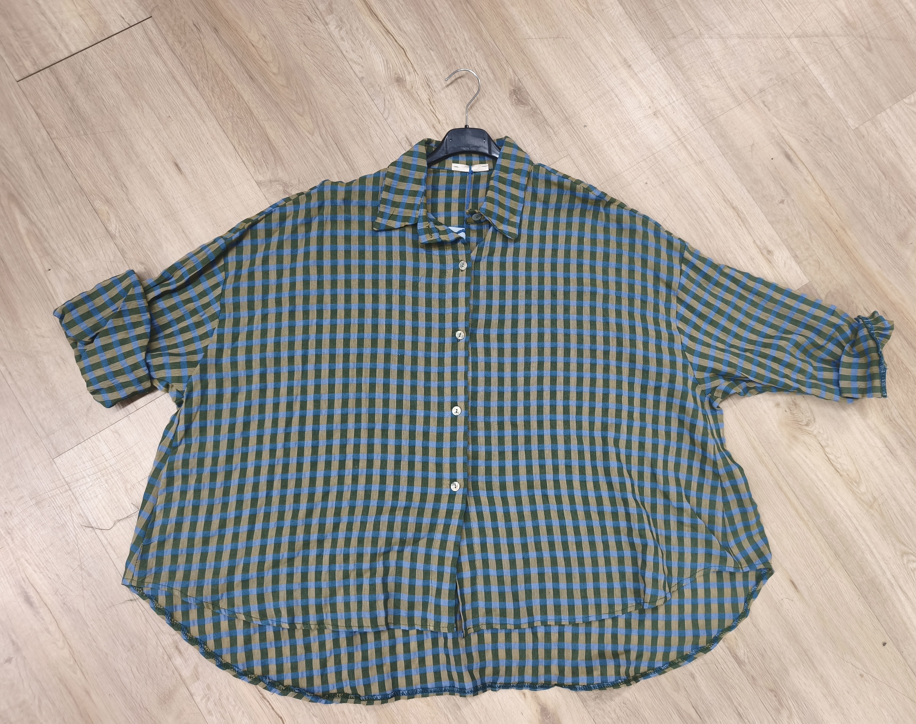 Oversize-Karo-Bluse BL0105 – Made in Italy Gr. 34-44 Karo kariert