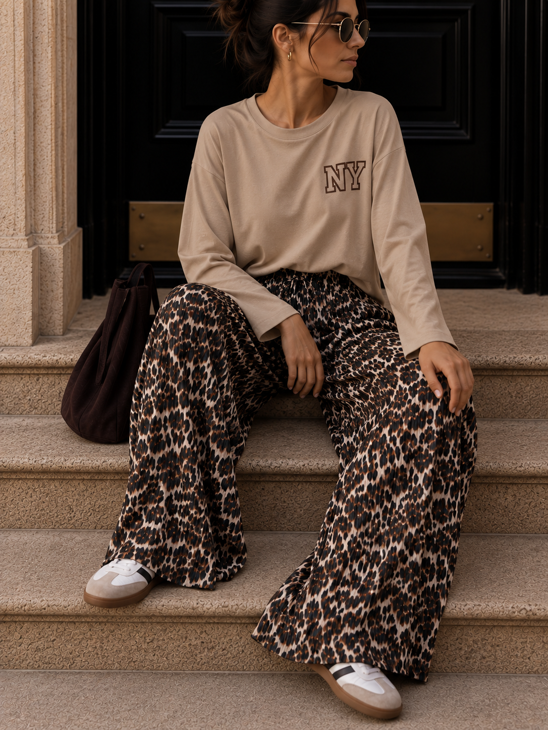 Longsleeve mit New York Statement-Print LS0063 I Made in Italy 34-42/44