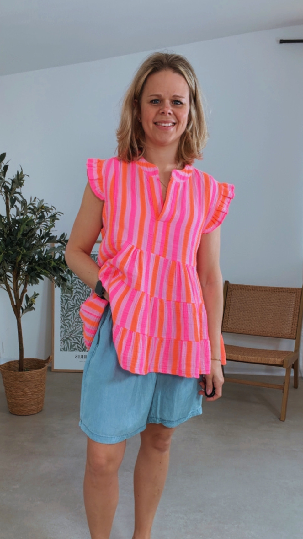 MUSSELIN BASIC SHIRT BETTINA STRIPES Made in Italy 34-40/42